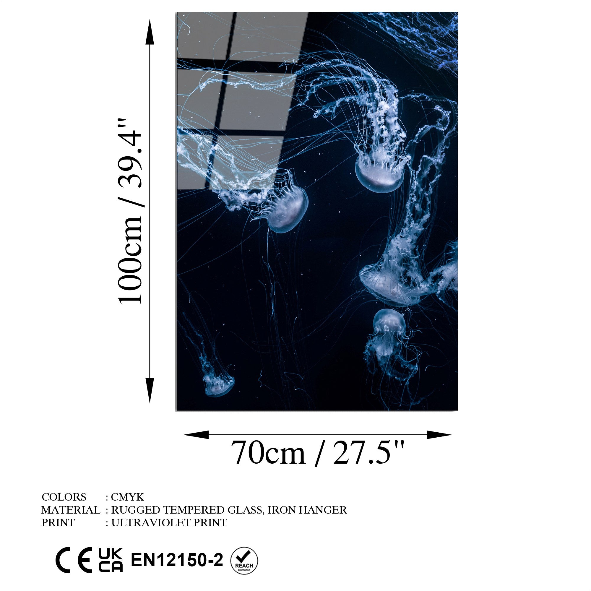 Quadro Decorativo em Vidro Temperado UV-155, Multicolor, 70 x 100 cm (4 mm)