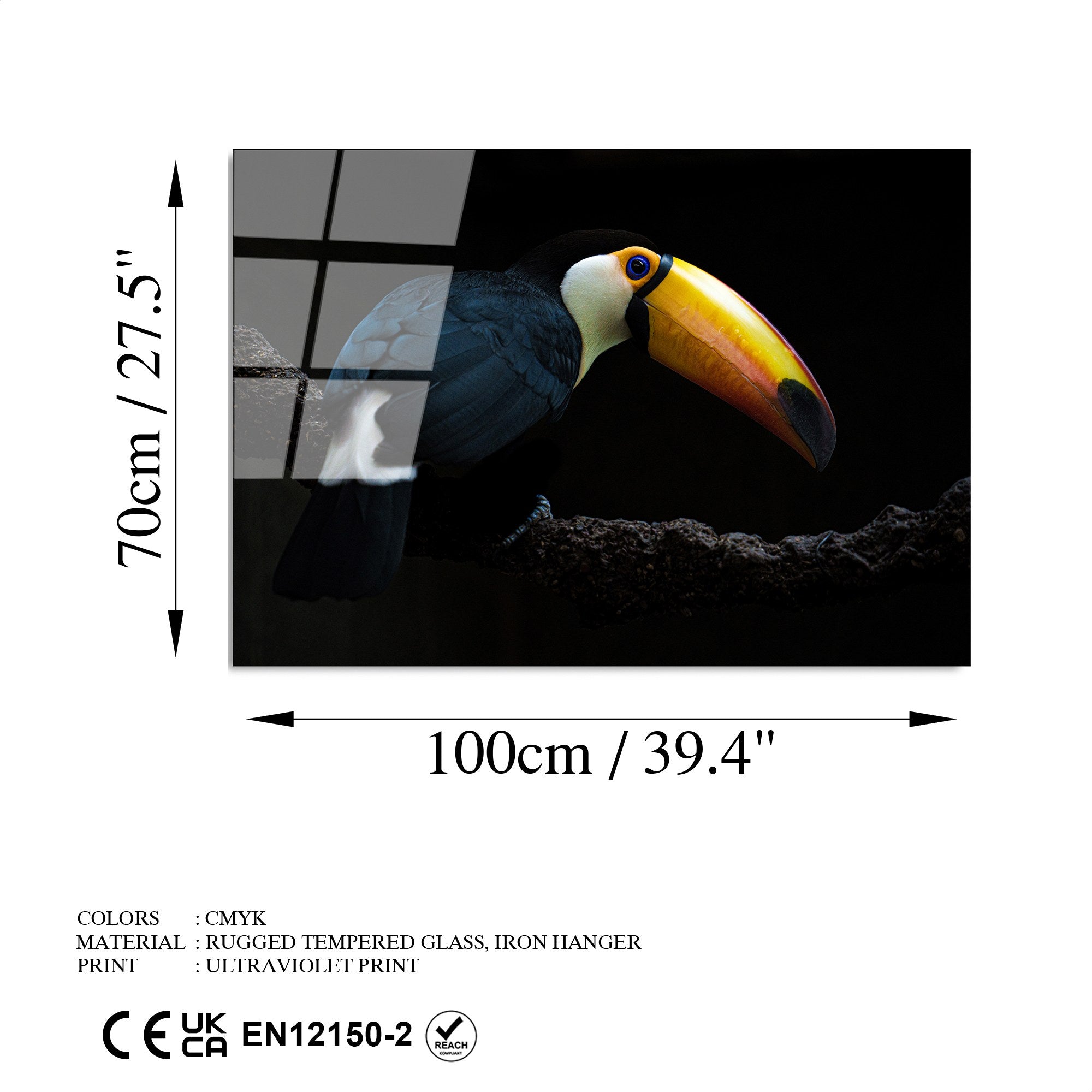 Quadro Decorativo em Vidro Temperado 100% UV-156, Multicolor, 70 x 100 cm (4 mm)