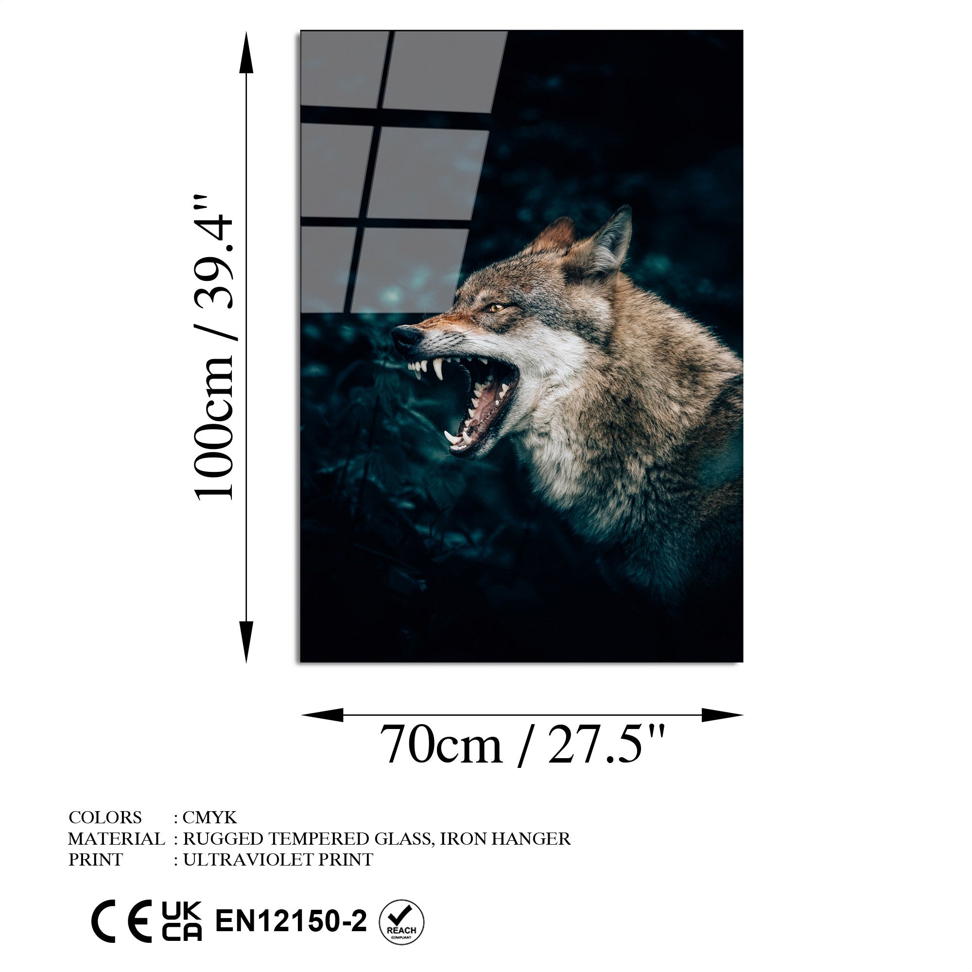 Quadro Decorativo em Vidro Temperado 100% (4 mm) UV-158, 70 x 100 cm, Multicolor