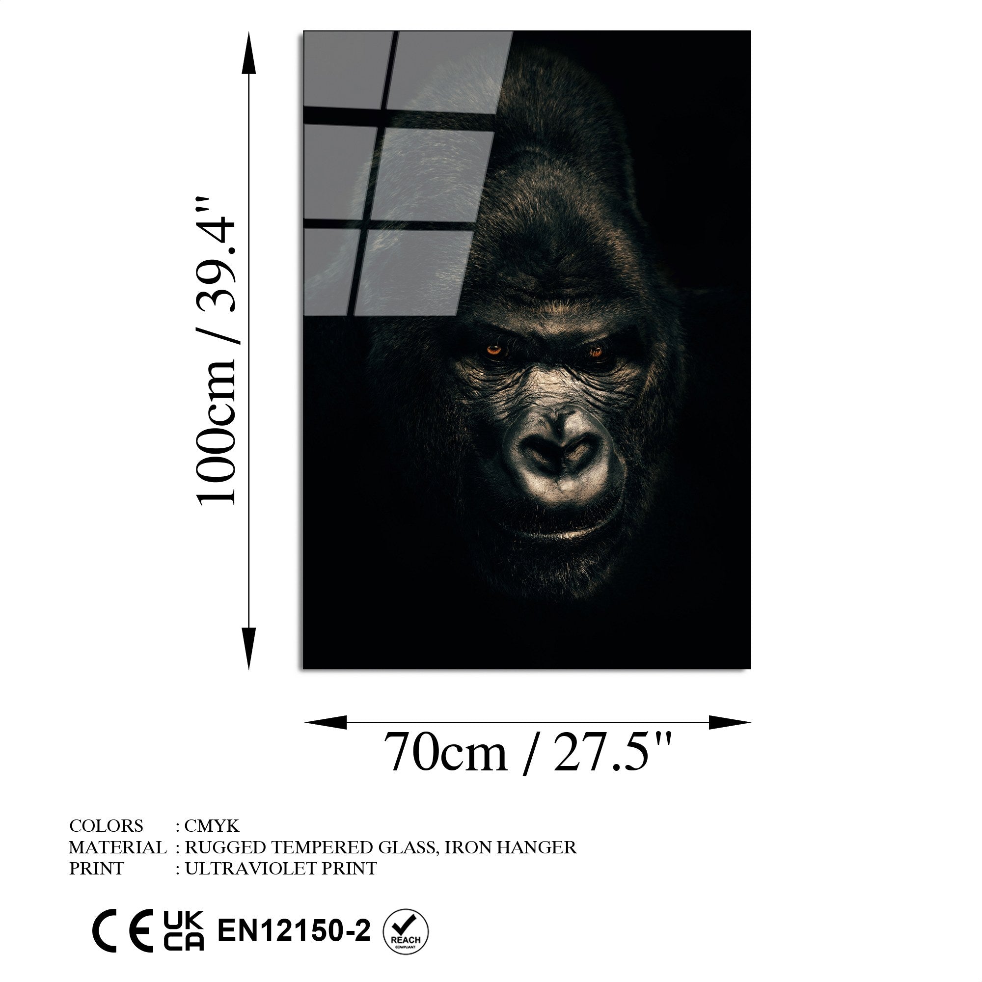 Quadro Decorativo em Vidro Temperado UV-160 (70 x 100 cm), Multicolor, Espessura 4 mm