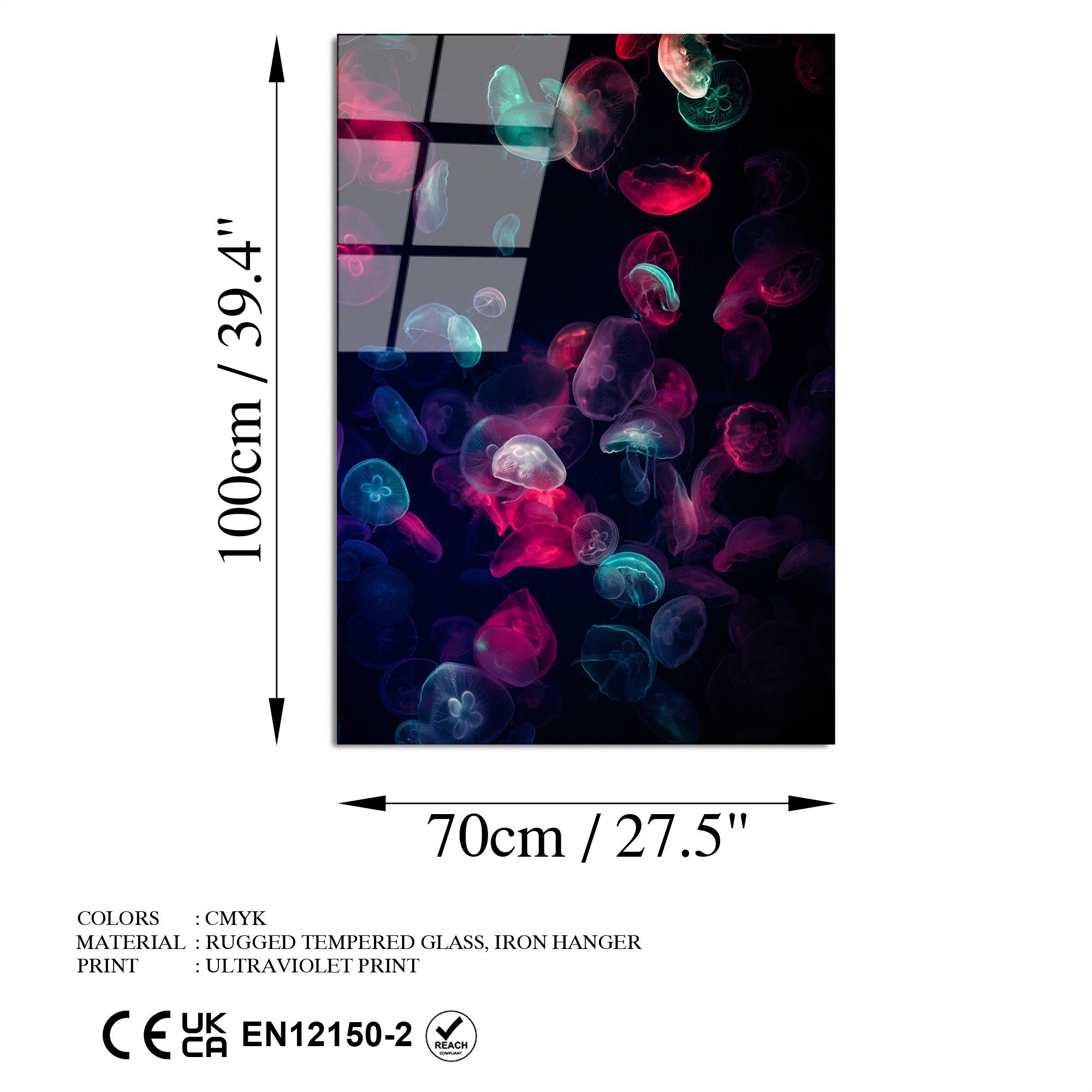 Quadro Decorativo em Vidro Temperado UV-164 (70x100 cm) - Multicolor, 4 mm