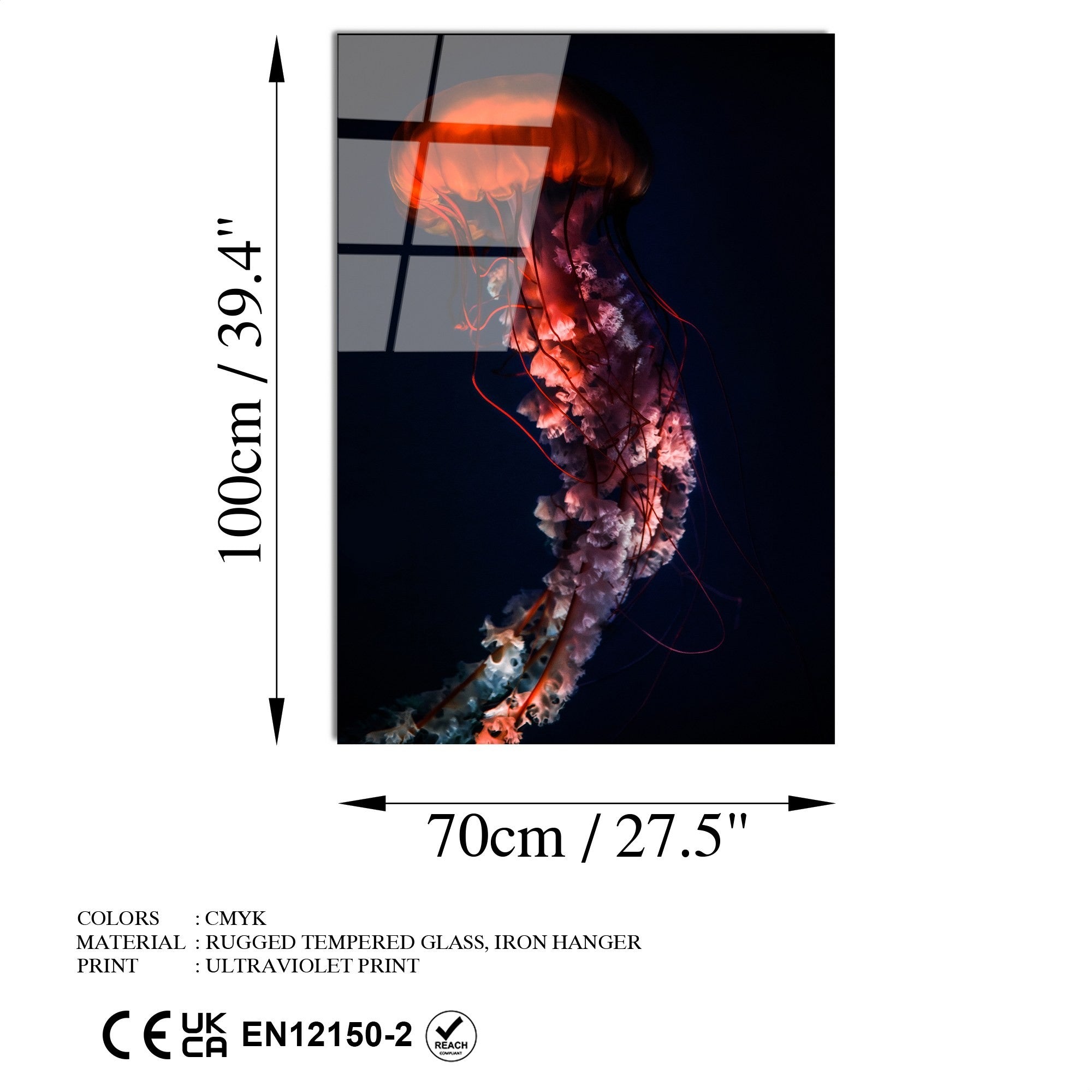 Quadro Decorativo em Vidro Temperado 100% (4 mm) UV-165 – 70 x 100 cm – Multicolor