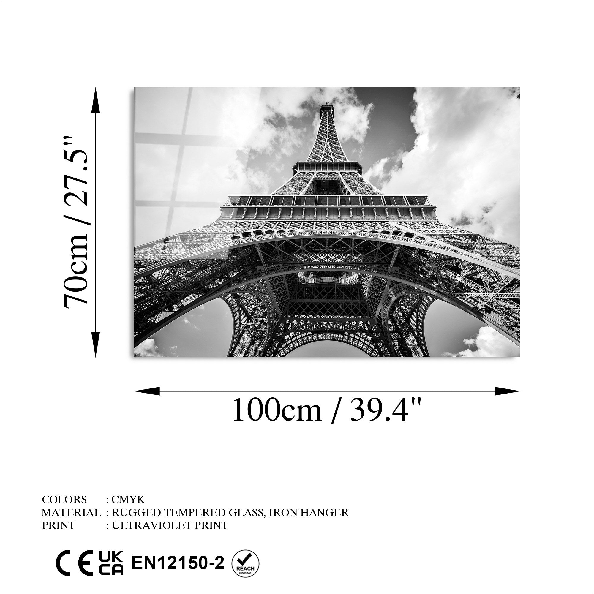 Quadro Decorativo em Vidro Temperado UV-169, 70 x 100 cm, Multicolor, 4 mm