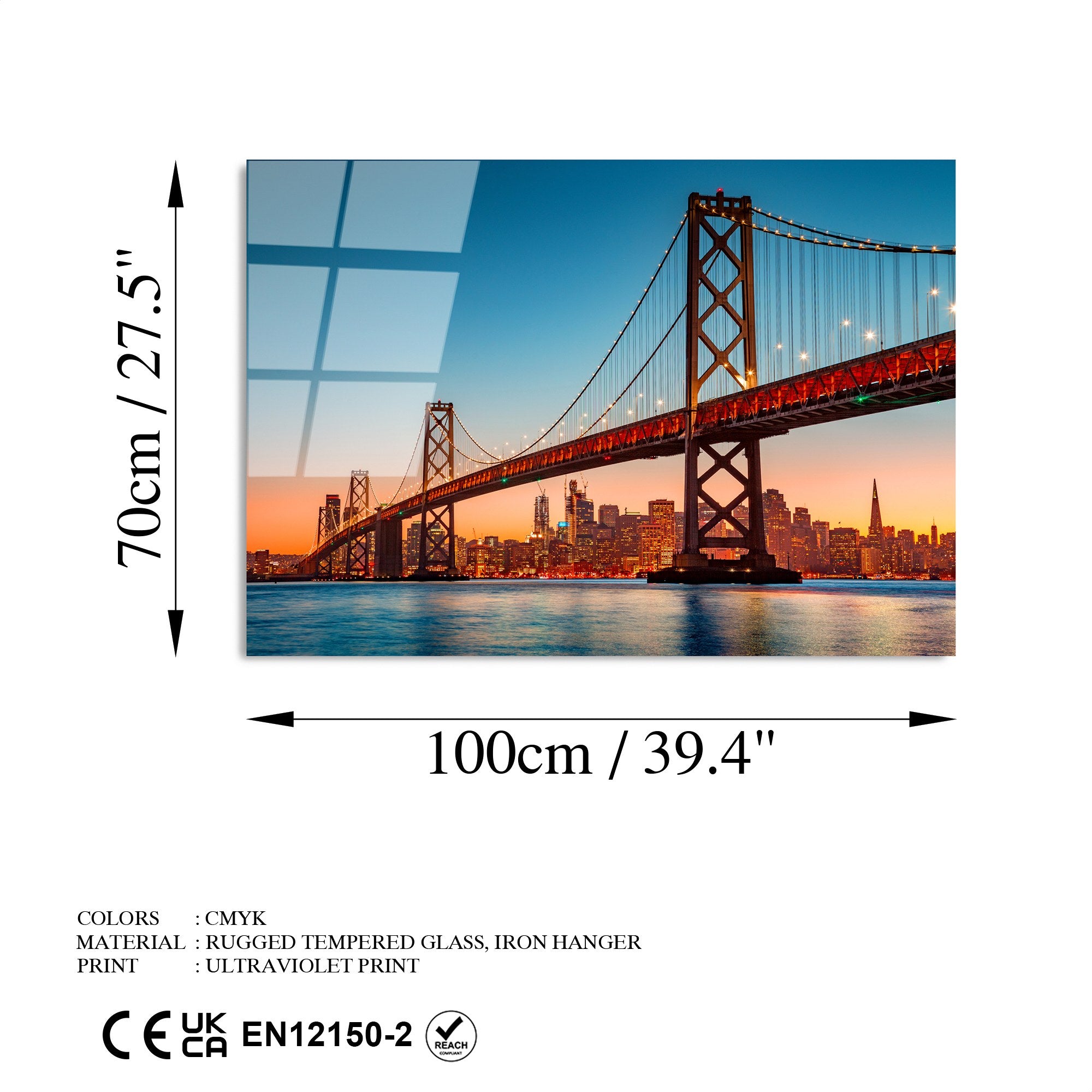 Quadro Decorativo em Vidro Temperado 100% (4 mm) UV-170, 70 x 100 cm – Multicolor