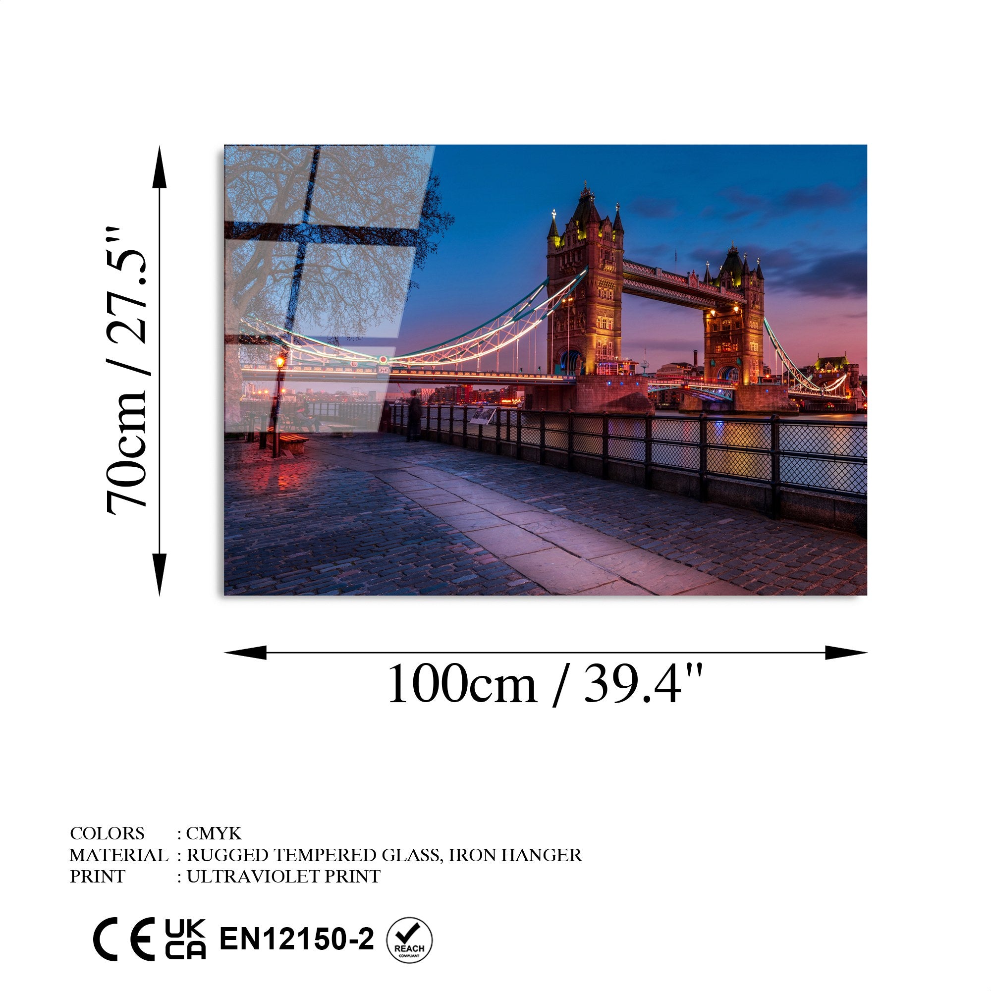 Quadro Decorativo em Vidro Temperado 70x100 cm (4 mm) Multicolor - UV-171