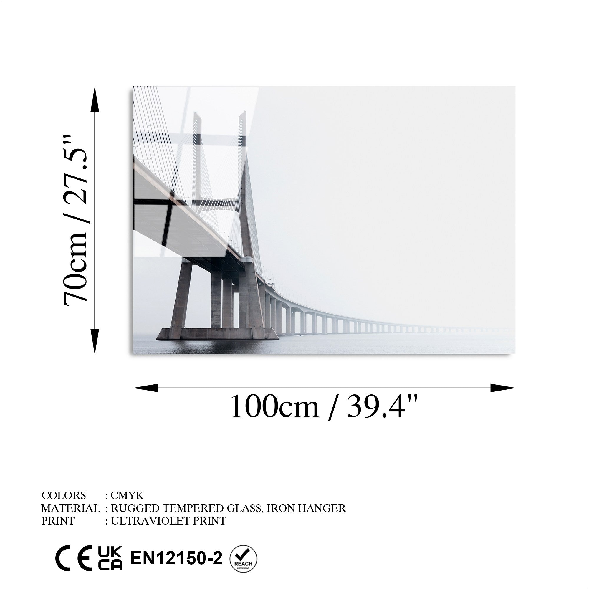 Quadro Decorativo em Vidro Temperado 100% (4 mm) UV-172, 70 x 100 cm, Multicolor