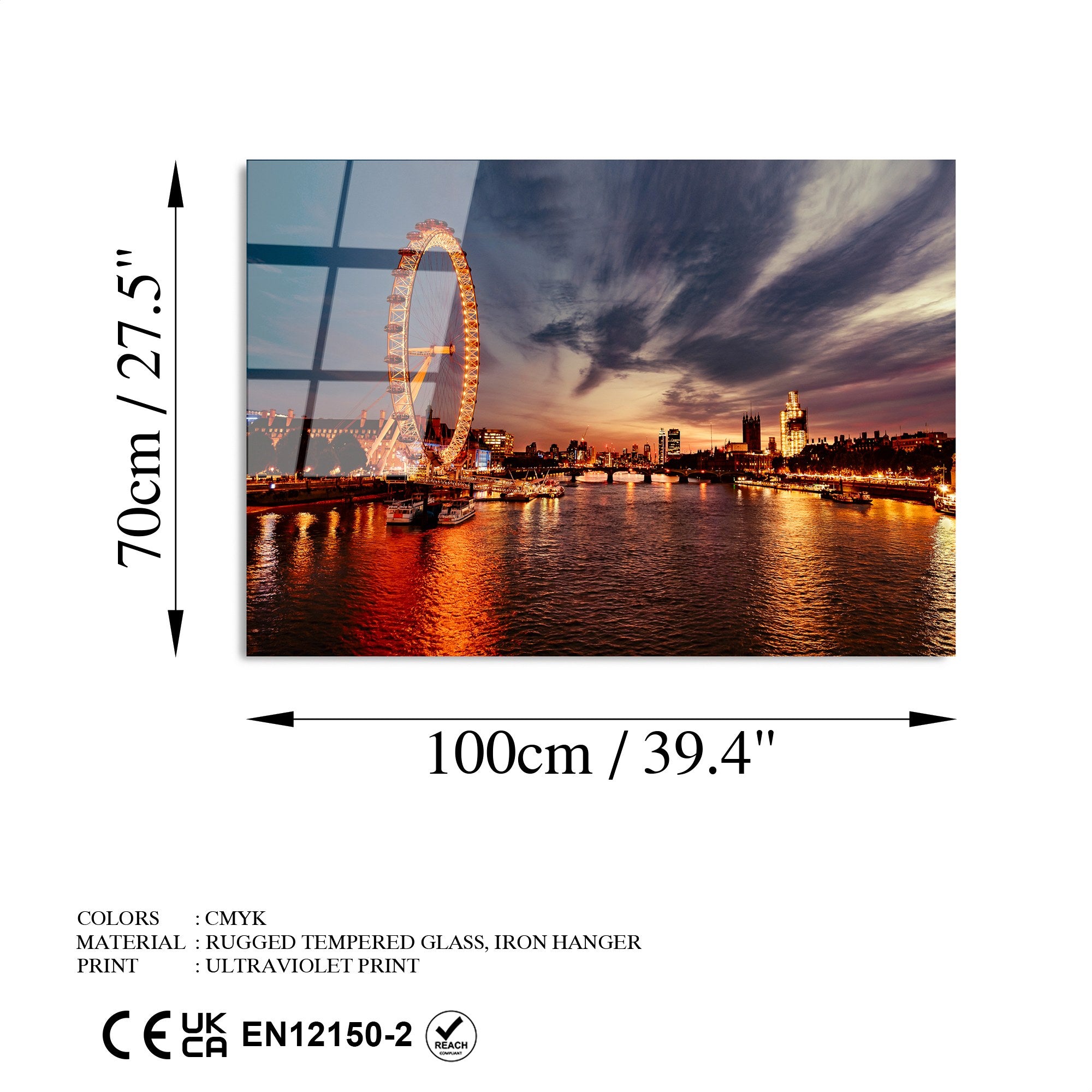 Quadro Decorativo em Vidro Temperado 70x100 cm (4 mm) Multicolor – UV-174