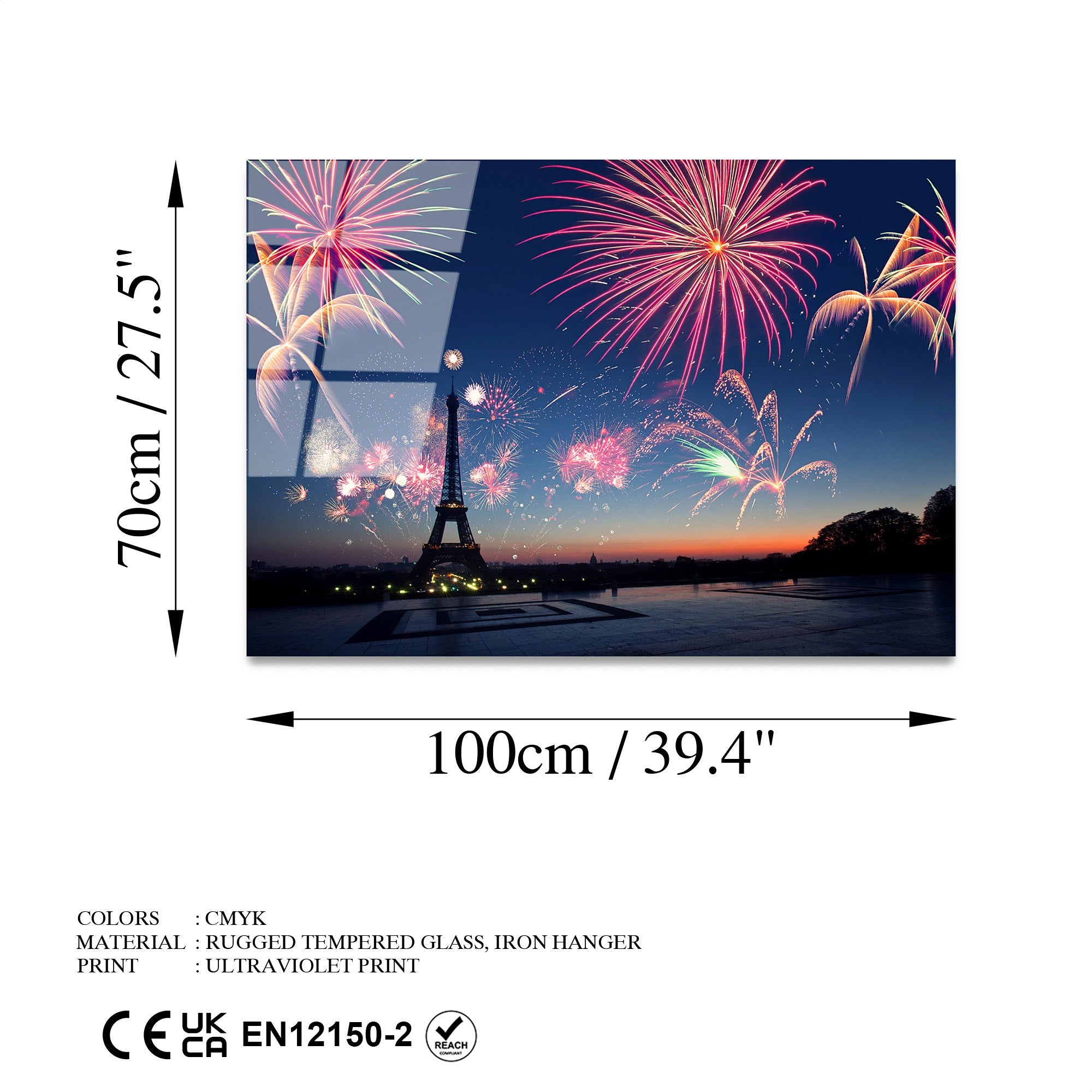 Quadro Decorativo em Vidro Temperado UV-175, Multicolor, 70 x 100 cm, 4 mm