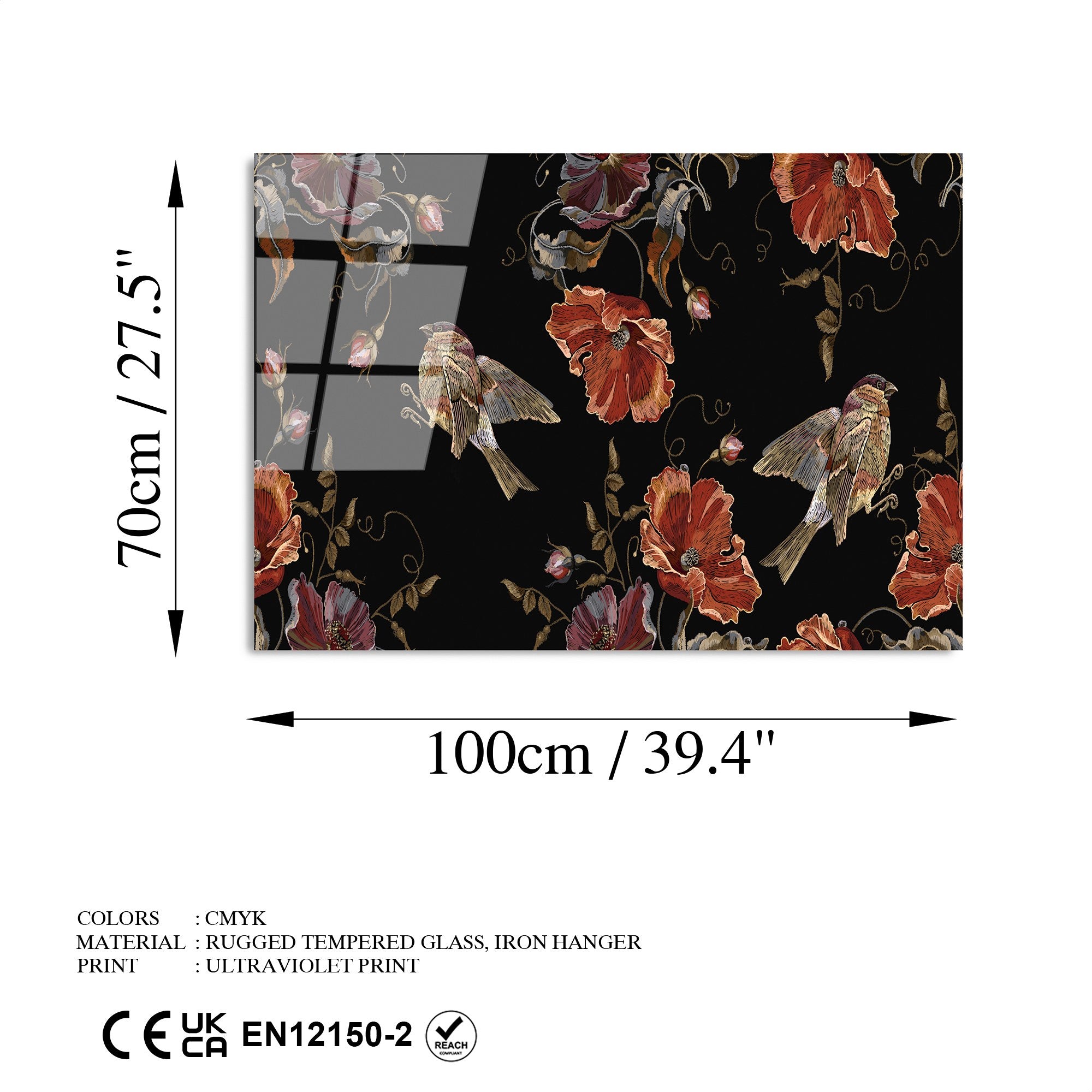 Quadro Decorativo em Vidro Temperado 70 x 100 cm (4 mm) – Multicolor | UV-178