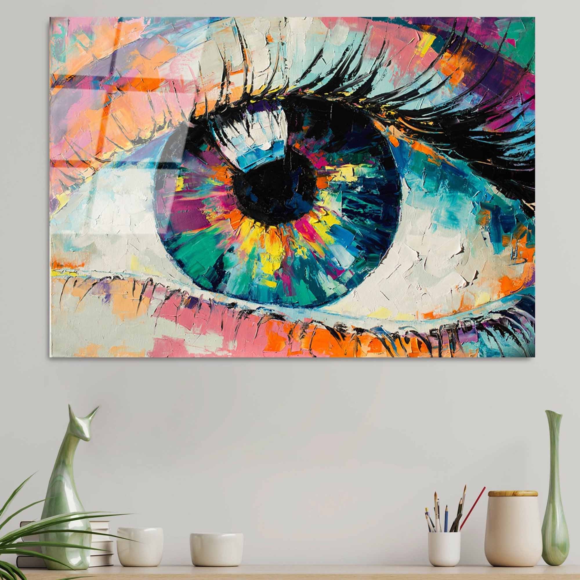 Pintura elegante em vidro temperado, 70 x 100 cm, 100% vidro temperado (4 mm) | Arte de parede deslumbrante para decoração moderna de casa e escritórios