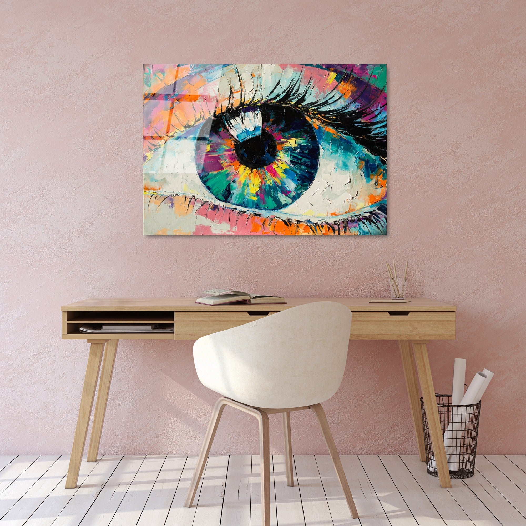 Pintura elegante em vidro temperado, 70 x 100 cm, 100% vidro temperado (4 mm) | Arte de parede deslumbrante para decoração moderna de casa e escritórios