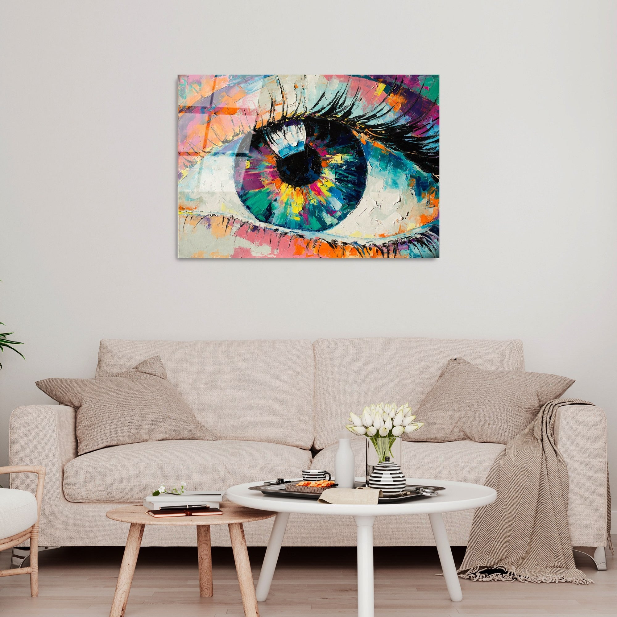 Pintura elegante em vidro temperado, 70 x 100 cm, 100% vidro temperado (4 mm) | Arte de parede deslumbrante para decoração moderna de casa e escritórios