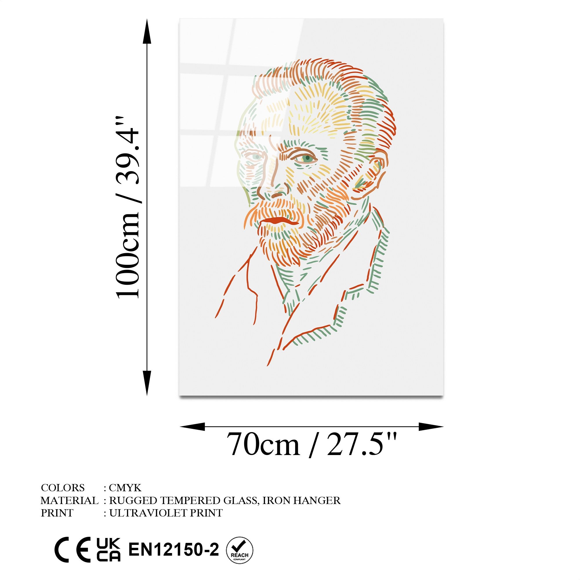 Quadro Decorativo em Vidro Temperado Multicolor UV-182 (70 x 100 cm, 4 mm)