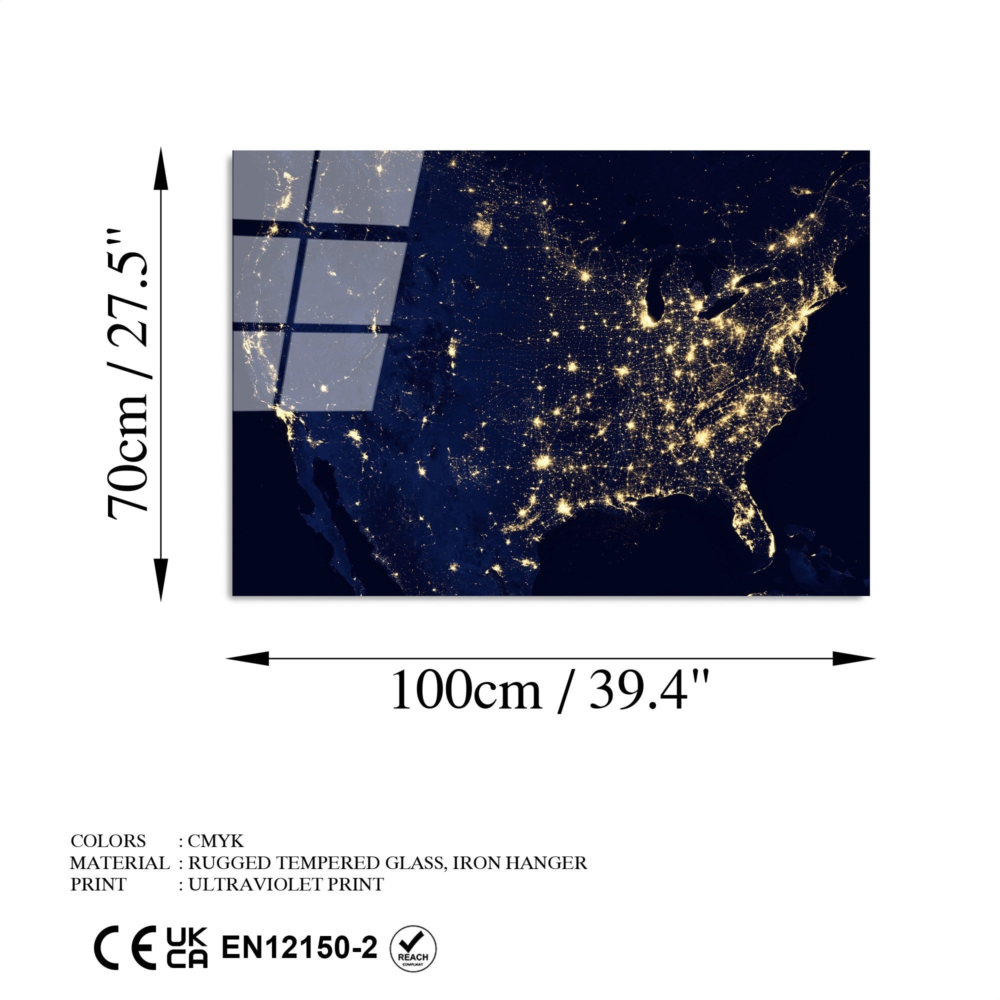 Quadro Decorativo em Vidro Temperado 4 mm Multicolor 70 x 100 cm – UV-190
