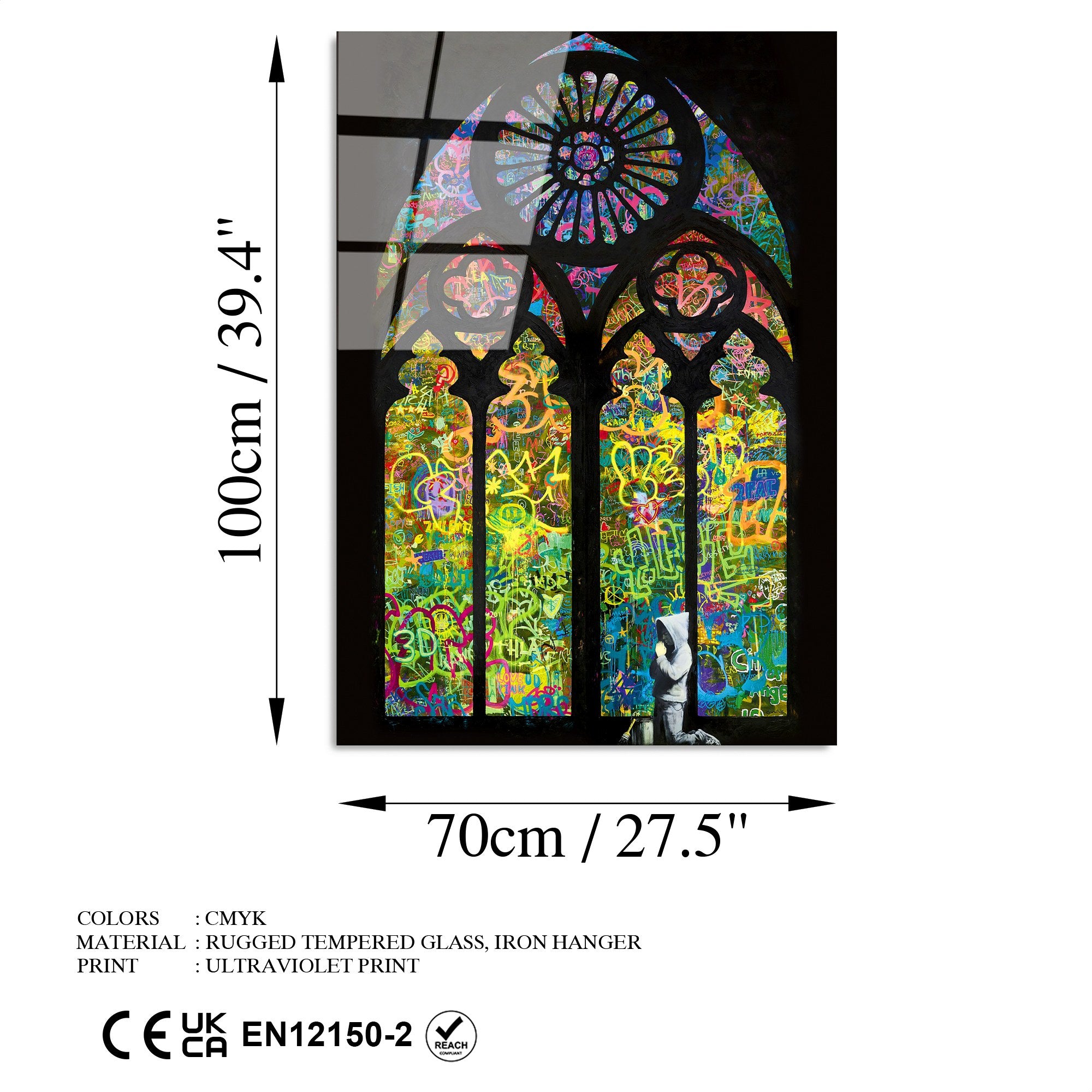 Quadro Decorativo em Vidro Temperado UV-191, 70 x 100 cm, Multicolorido, Vidro 4 mm