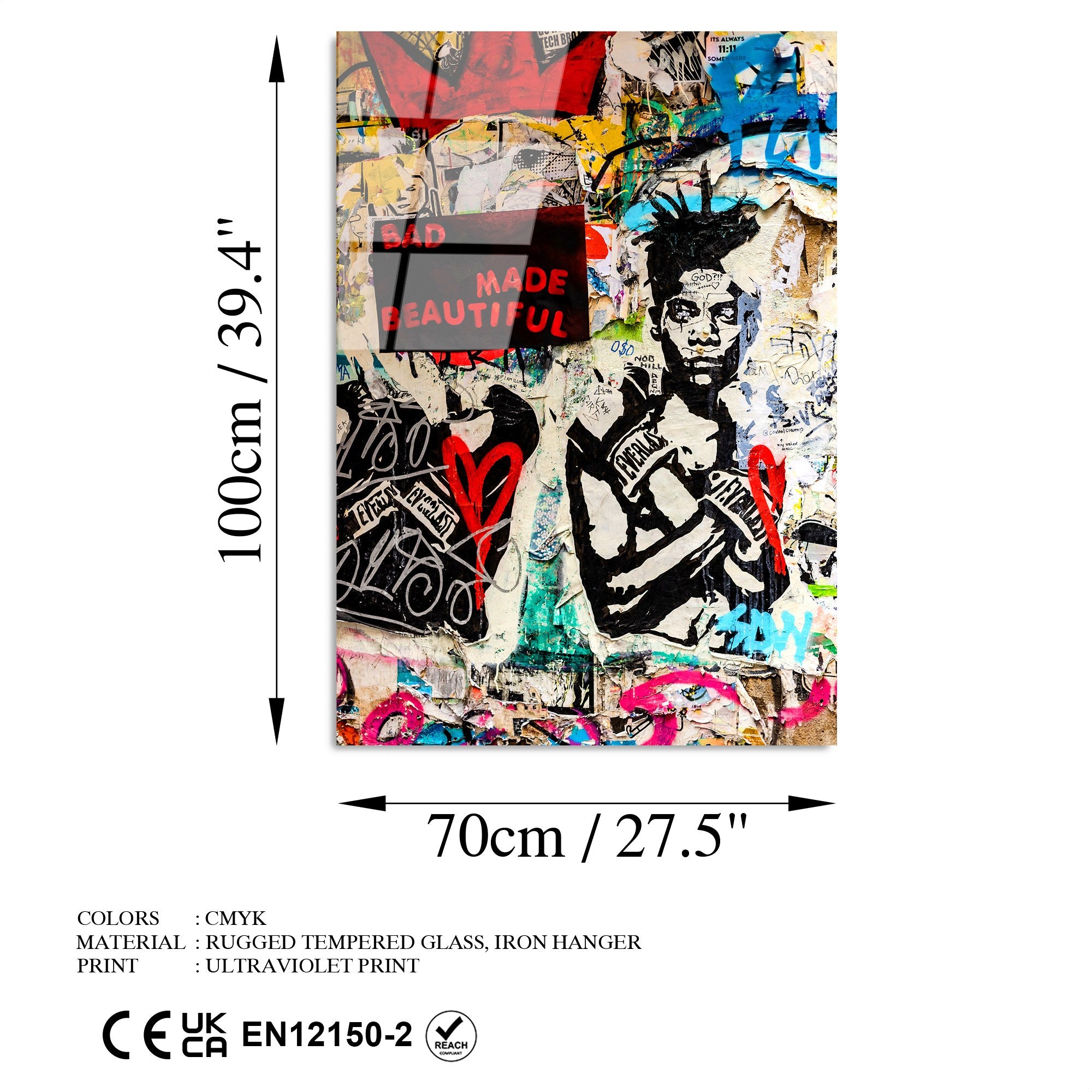 Quadro Decorativo em Vidro Temperado Multicolor UV-195, 70 x 100 cm, 4 mm