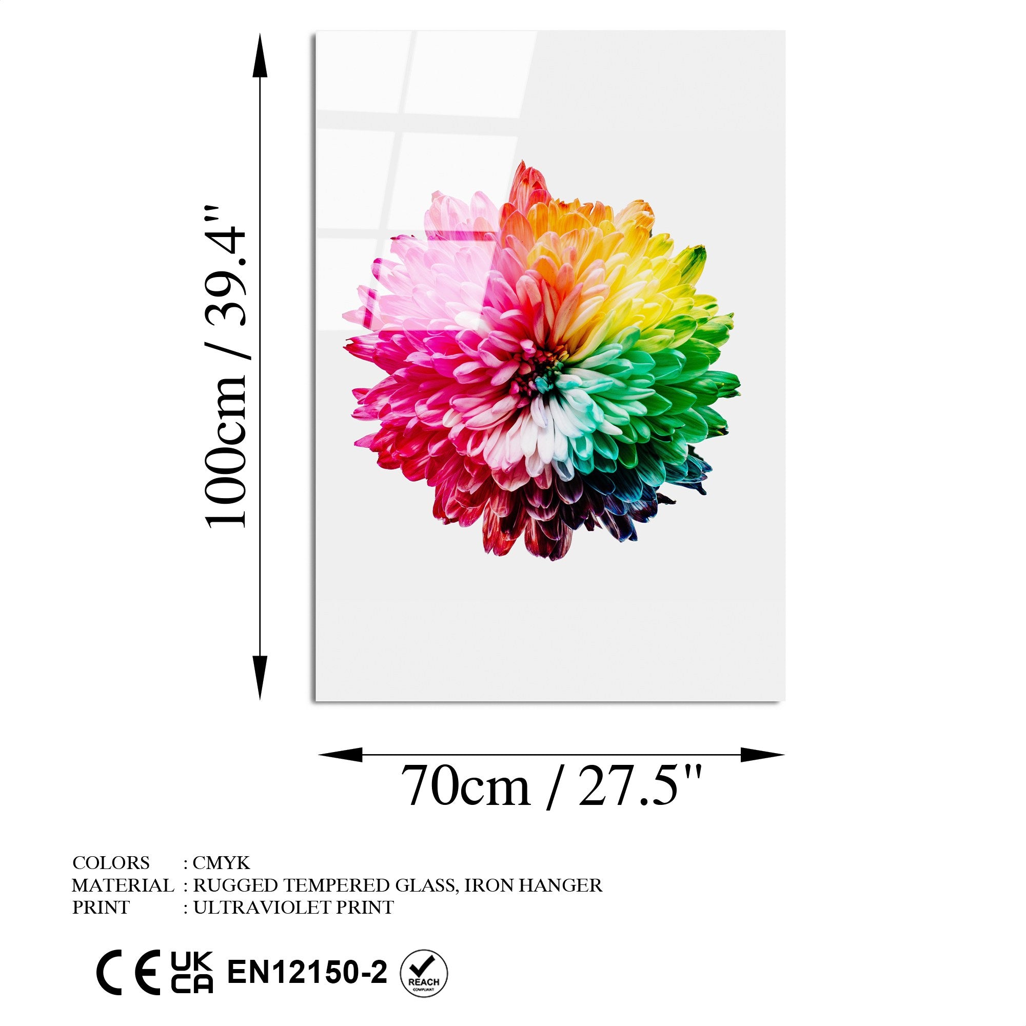 Quadro Decorativo em Vidro Temperado UV-202 70x100 cm — Multicolor, 100% Vidro Temperado 4 mm