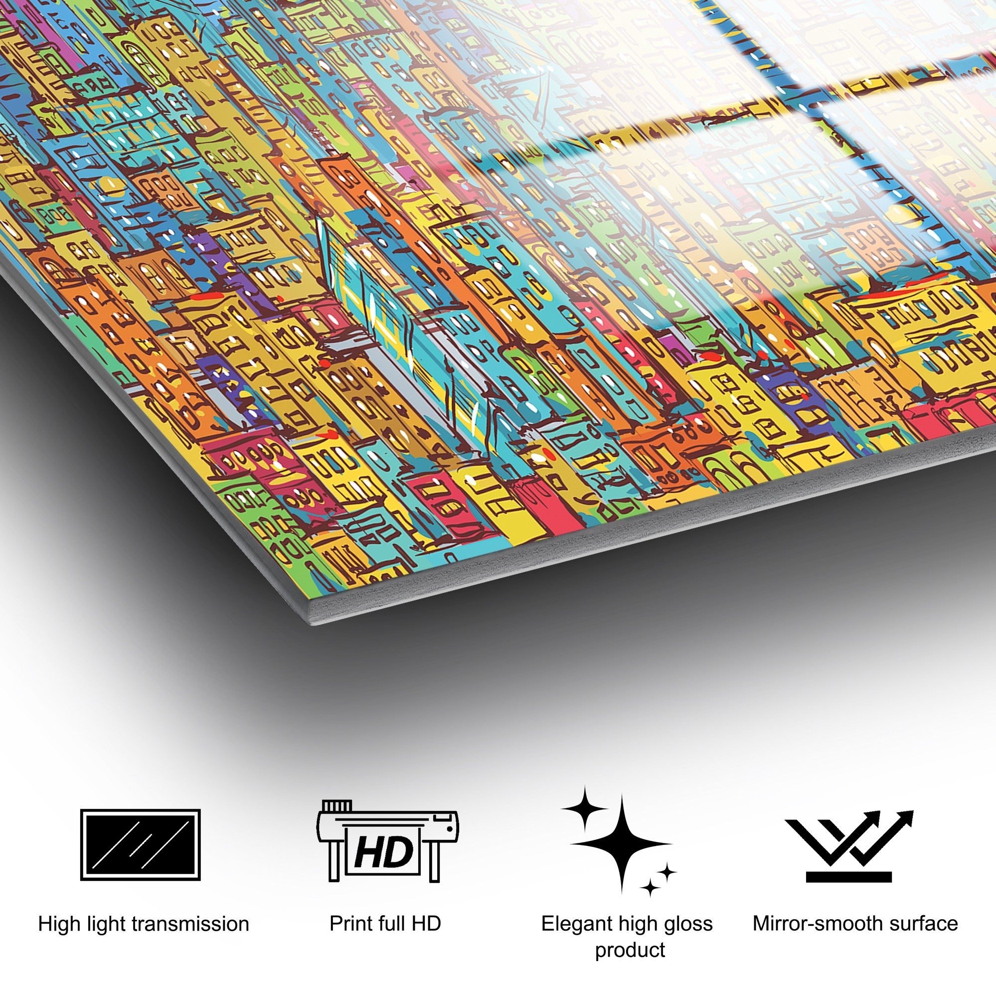 UV-210 Quadro Decorativo em Vidro Temperado 100% 4 mm, 70x100 cm, Multicolor