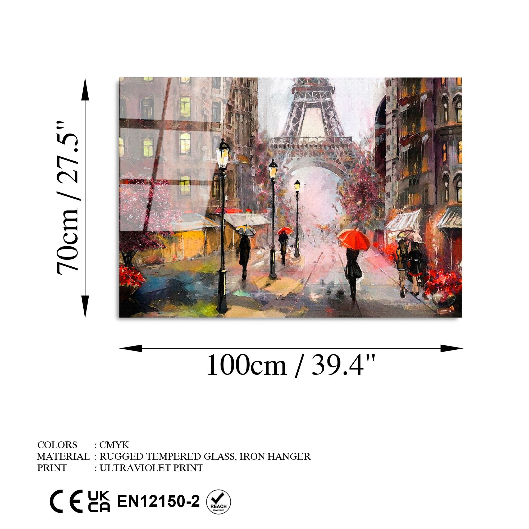 Quadro Decorativo em Vidro 100% Temperado UV-215, 70 x 100 cm, Multicolor (4 mm)