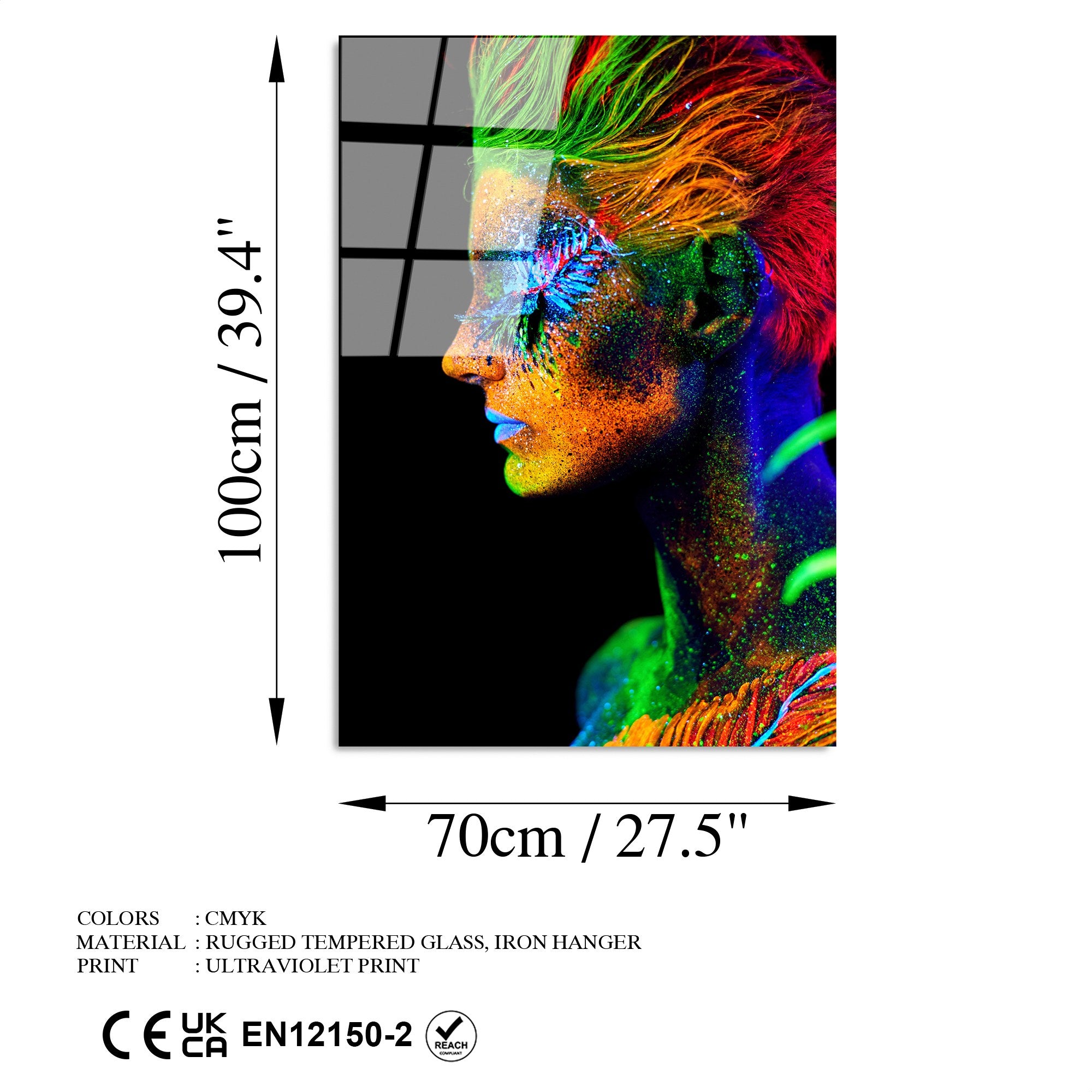 Quadro Decorativo em 100% Vidro Temperado Multicolor 70 x 100 cm (4 mm) – UV-221