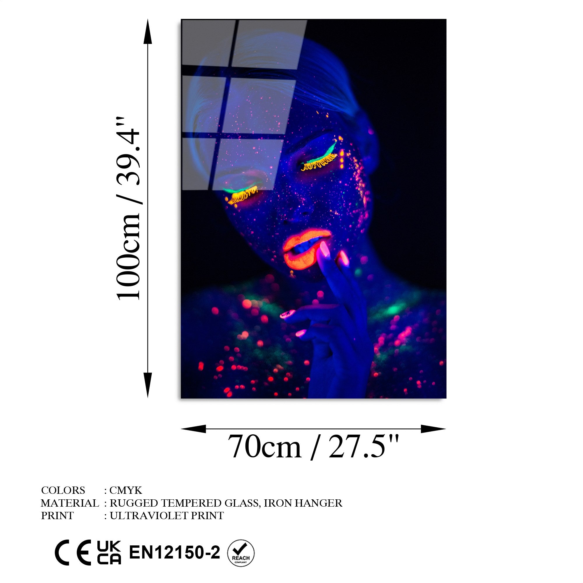 Quadro Decorativo em Vidro Temperado UV-222 (70 x 100 cm) – Multicolor, Vidro 4 mm