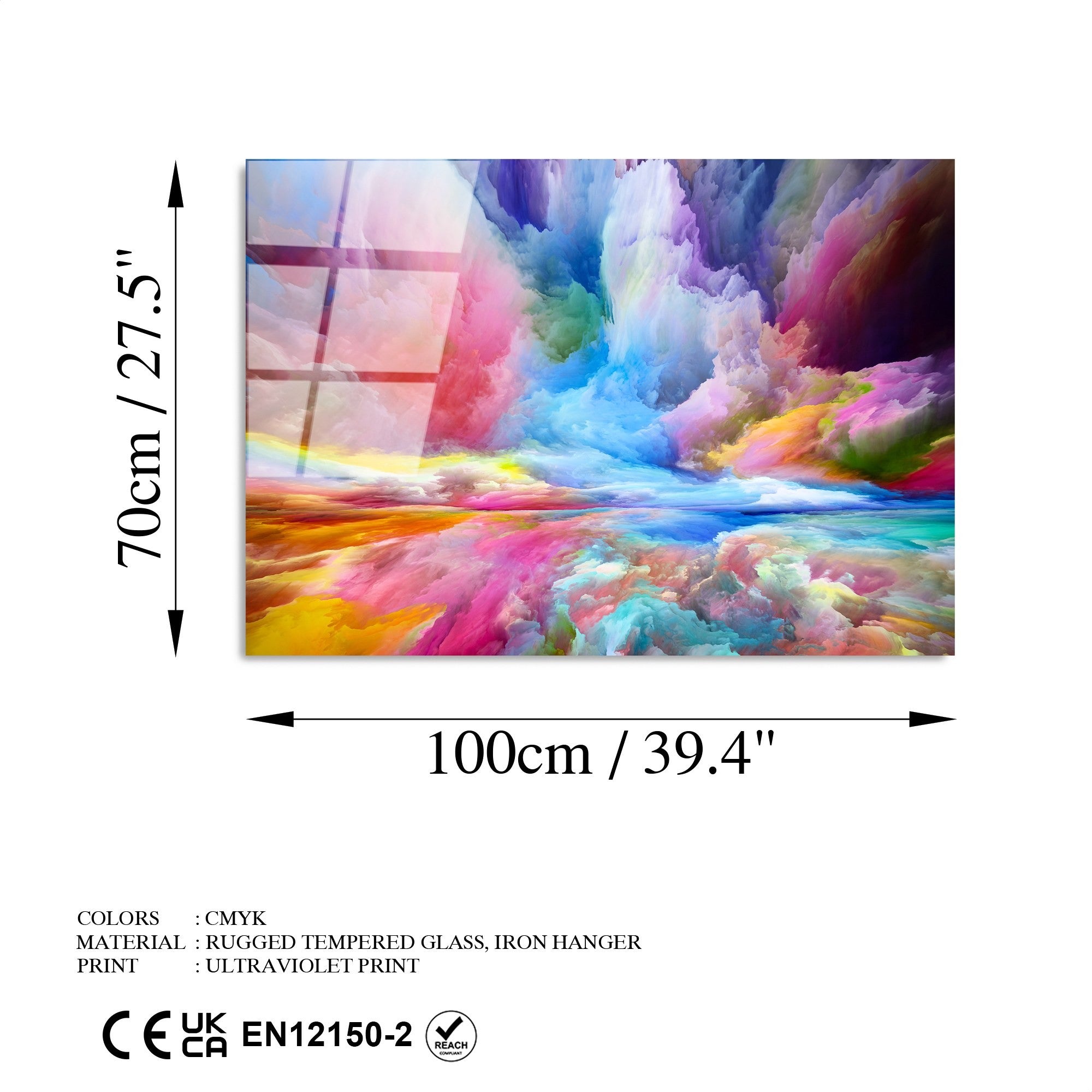 Quadro Decorativo em Vidro Temperado UV-223 70x100 cm (4 mm) - Multicolor