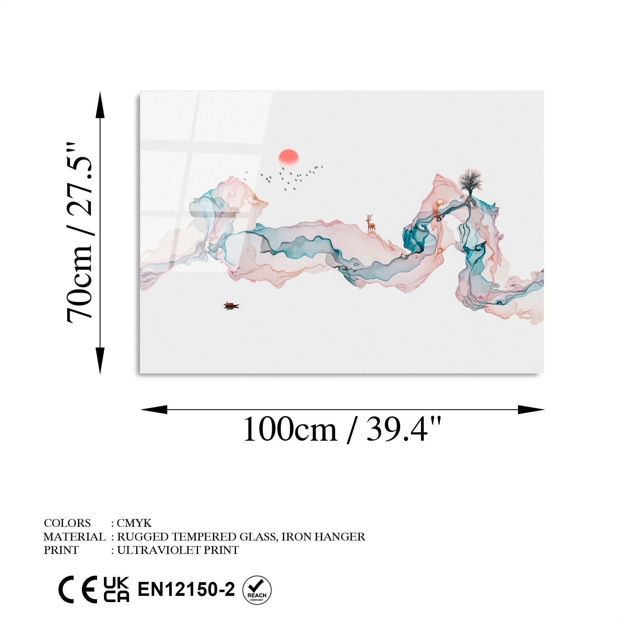 Quadro Decorativo 100% Vidro Temperado UV-224, Multicolor, 70 x 100 cm (4 mm)