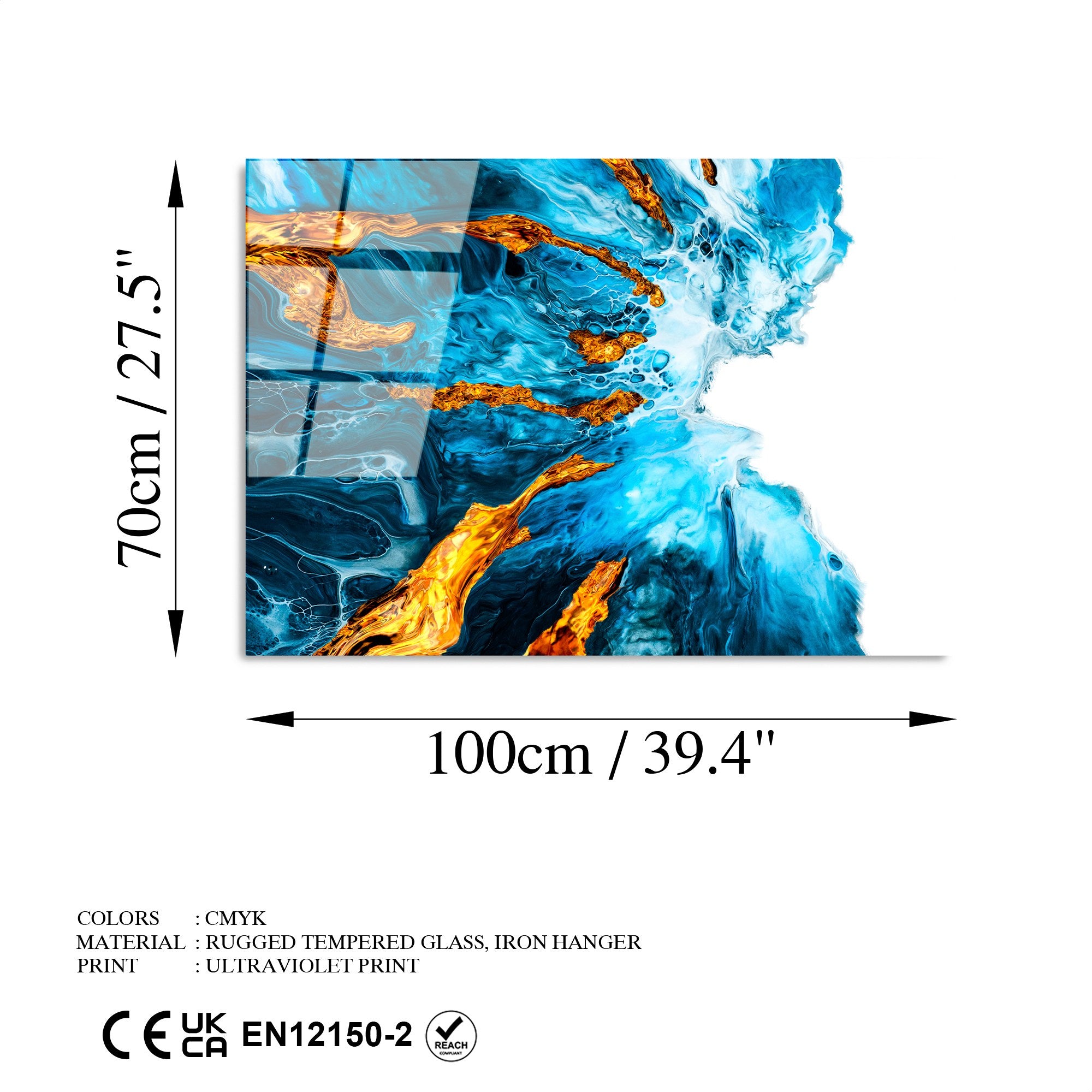 Quadro Decorativo em Vidro Temperado UV-225, 70x100 cm, Multicolor, 4 mm
