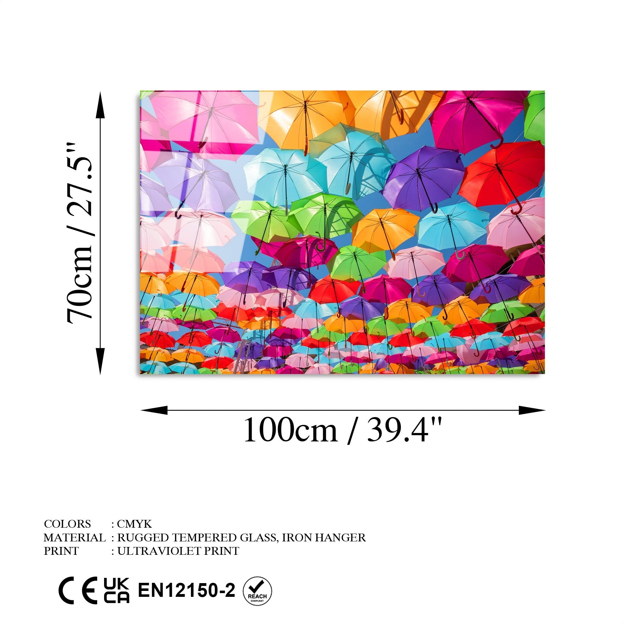 Quadro Decorativo em 100% Vidro Temperado UV-227 (70x100 cm), Multicolor, 4 mm