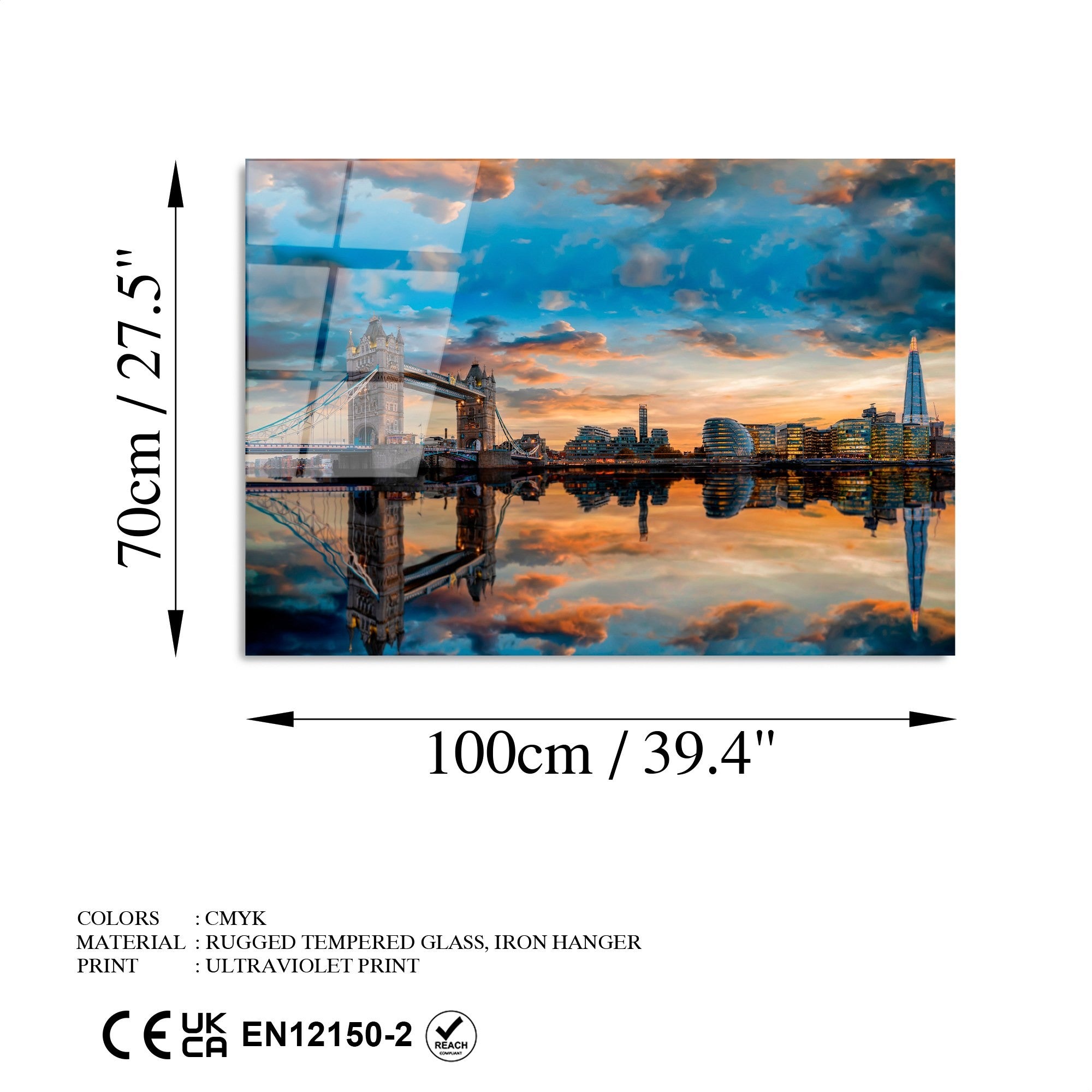 Quadro Decorativo em Vidro Temperado Multicolor UV-230 (70 x 100 cm, 4 mm)