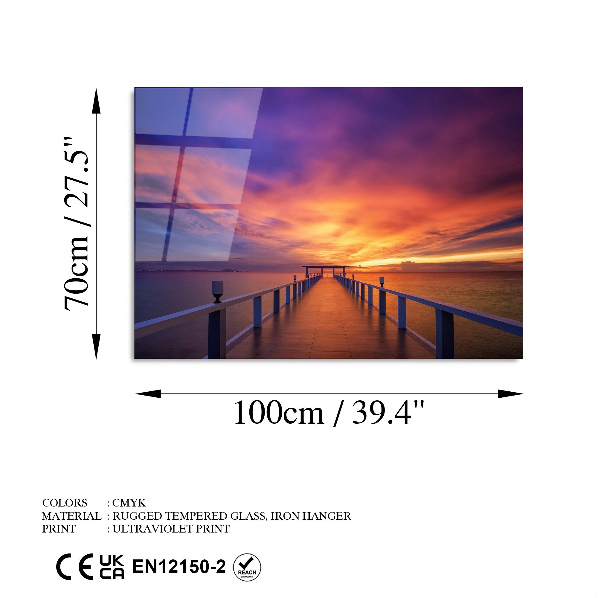 Quadro Decorativo em Vidro Temperado UV-232, Multicolor, 70 x 100 cm, 4 mm