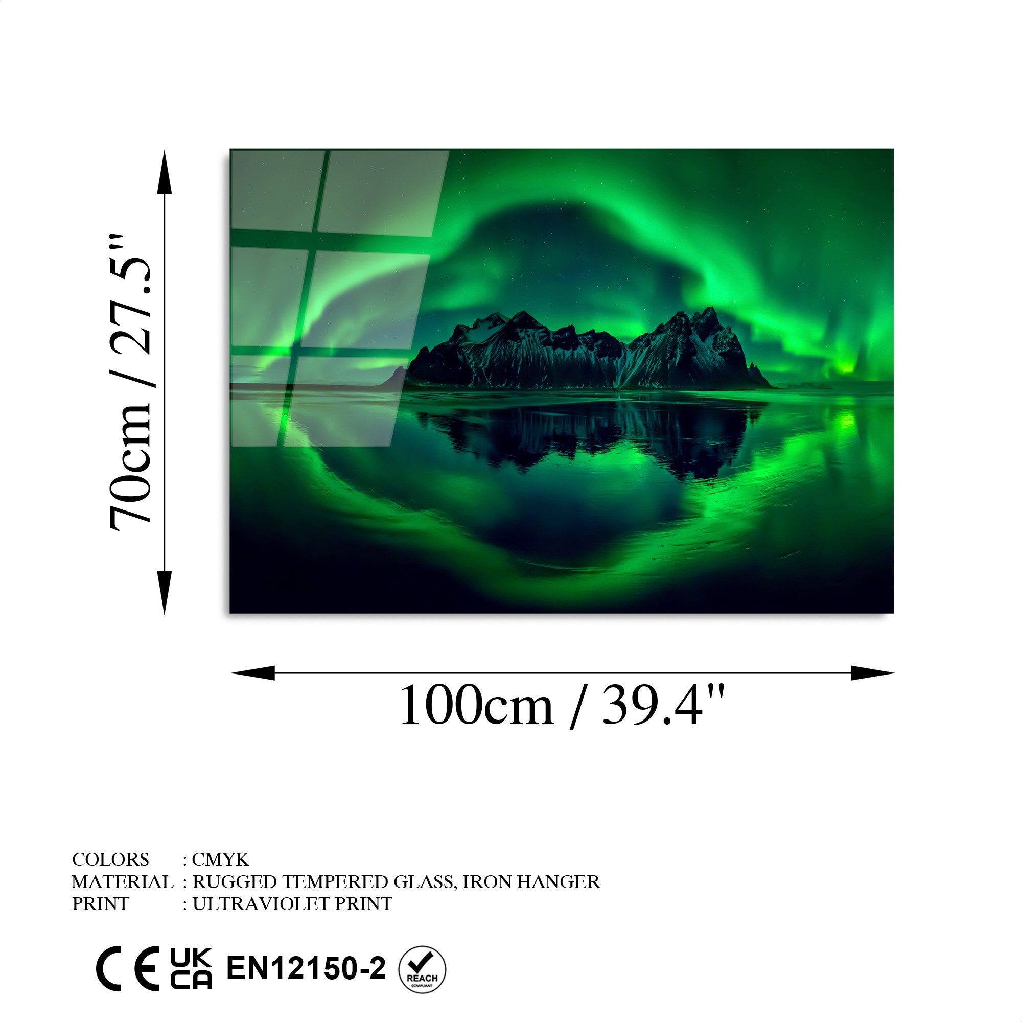 Quadro Decorativo em Vidro Temperado 100% UV-235, 70 x 100 cm, Multicolor, 4 mm