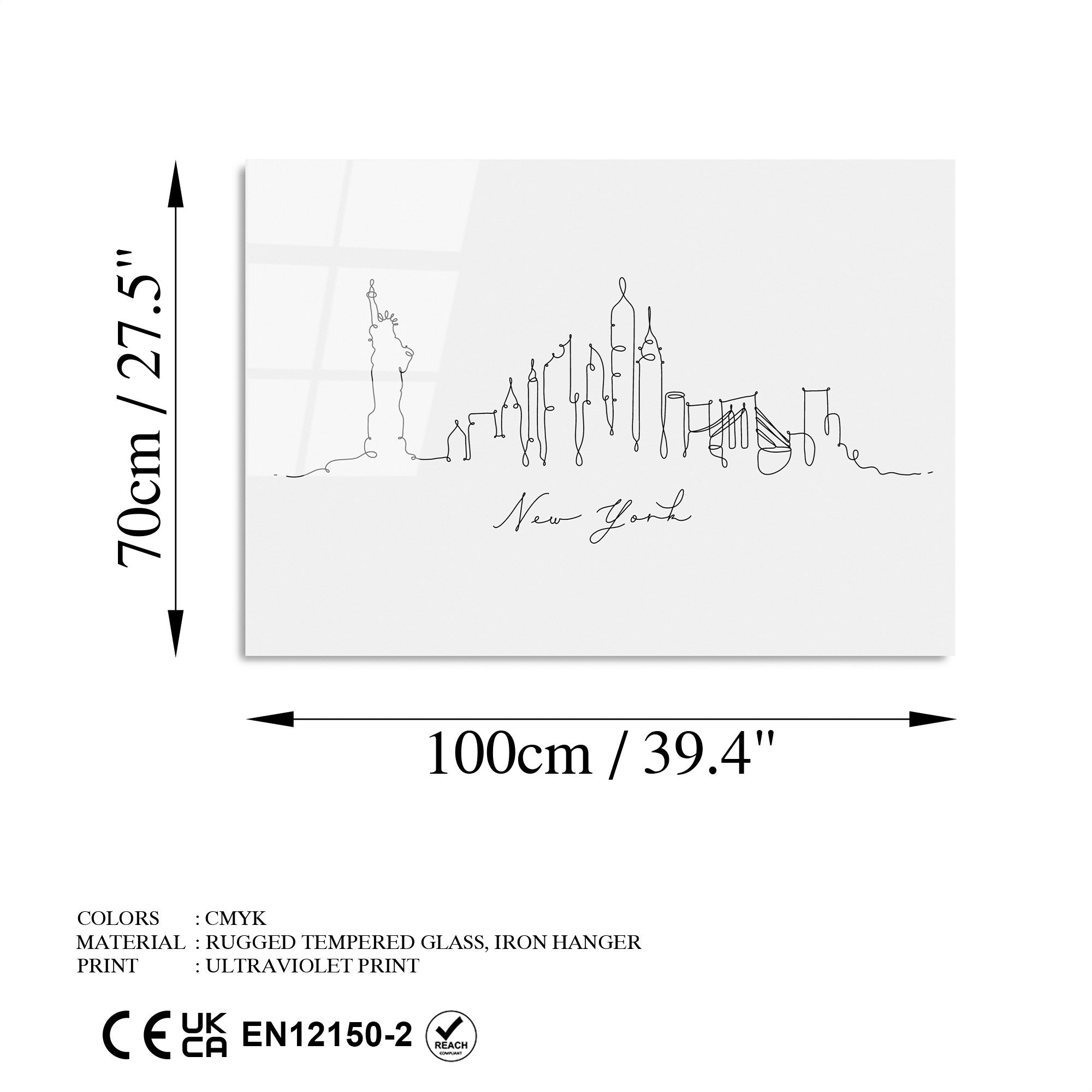 Quadro Decorativo em Vidro Temperado UV-241, Multicolor, 70 x 100 cm, 4 mm