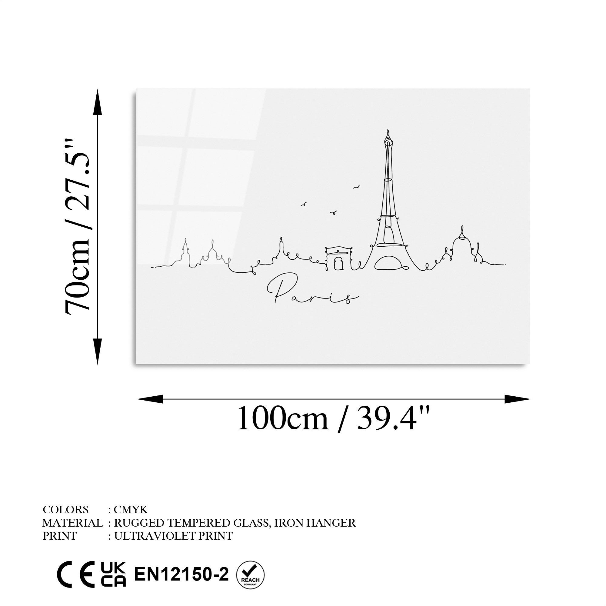 Quadro Decorativo em Vidro Temperado UV-242, Multicolor, 70 x 100 cm (4 mm)