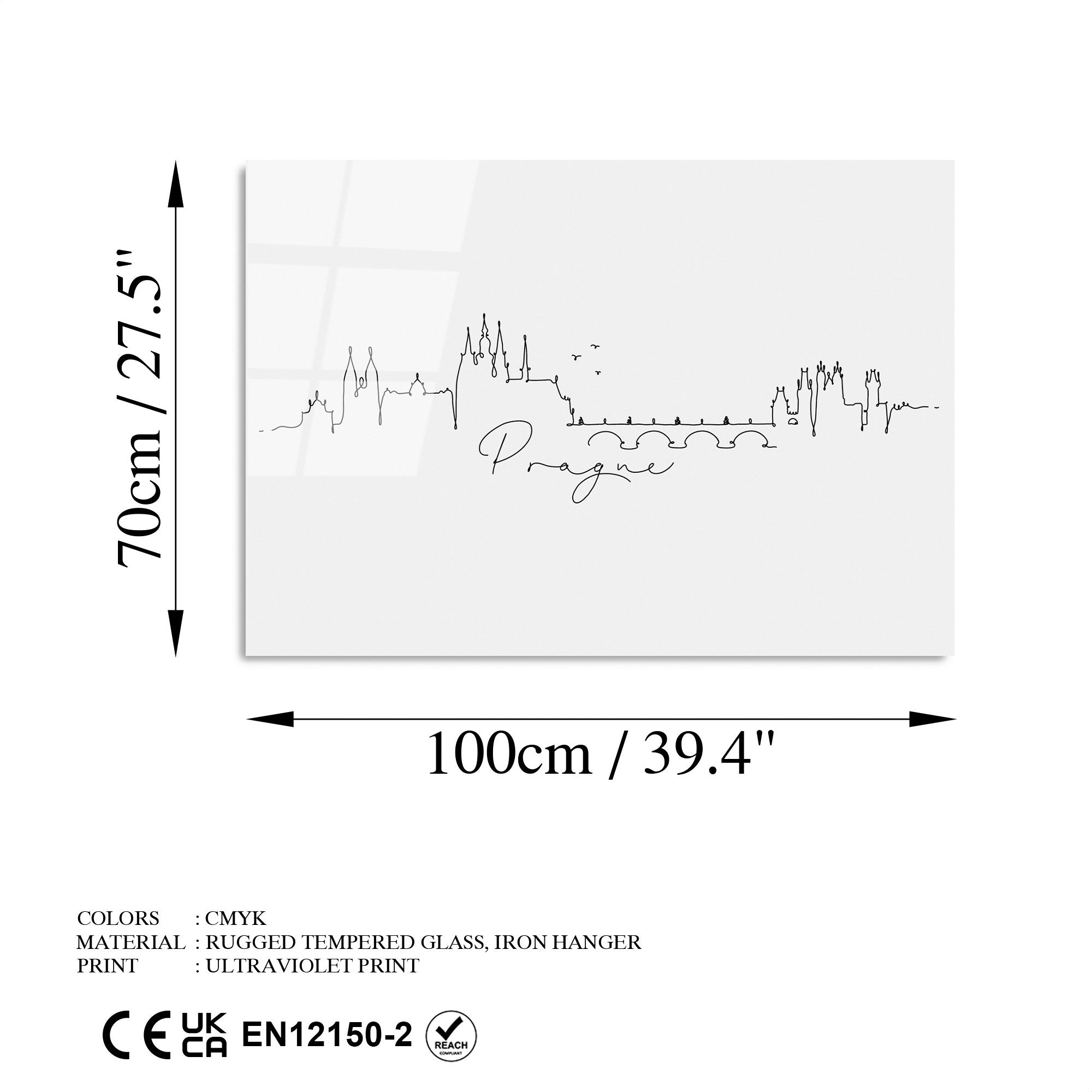 Quadro Decorativo em Vidro Temperado 70 x 100 cm Multicolor UV-243 (4 mm) | Ref. 123BZM1307