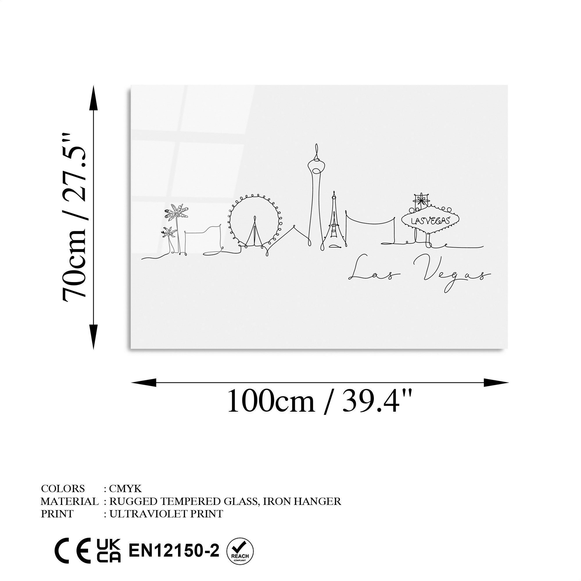Quadro Decorativo em Vidro Temperado UV-250, 70 x 100 cm, Multicolor, 4 mm