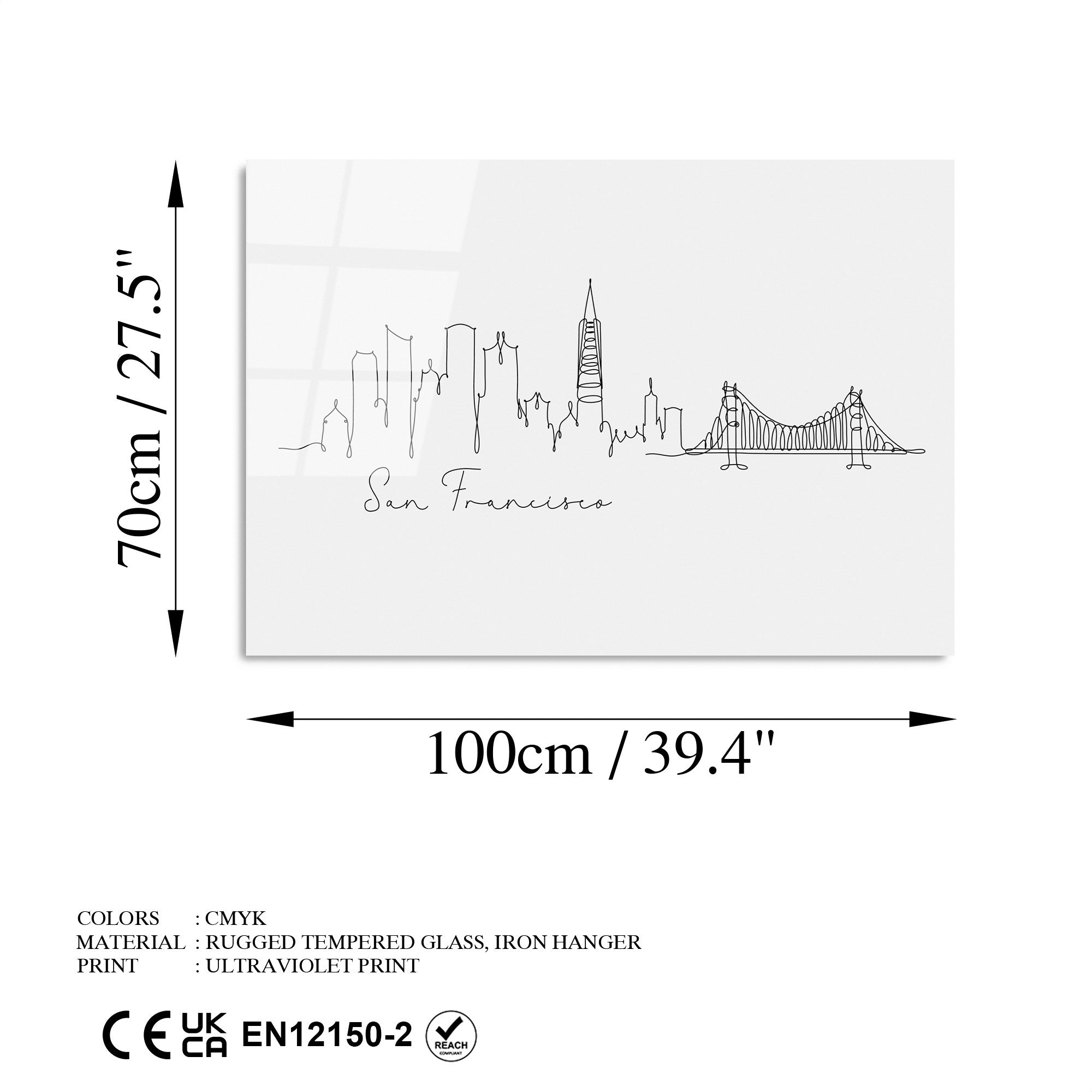 Quadro Decorativo em Vidro 100% Temperado UV-251, Multicolor, 70 x 100 cm (4 mm)