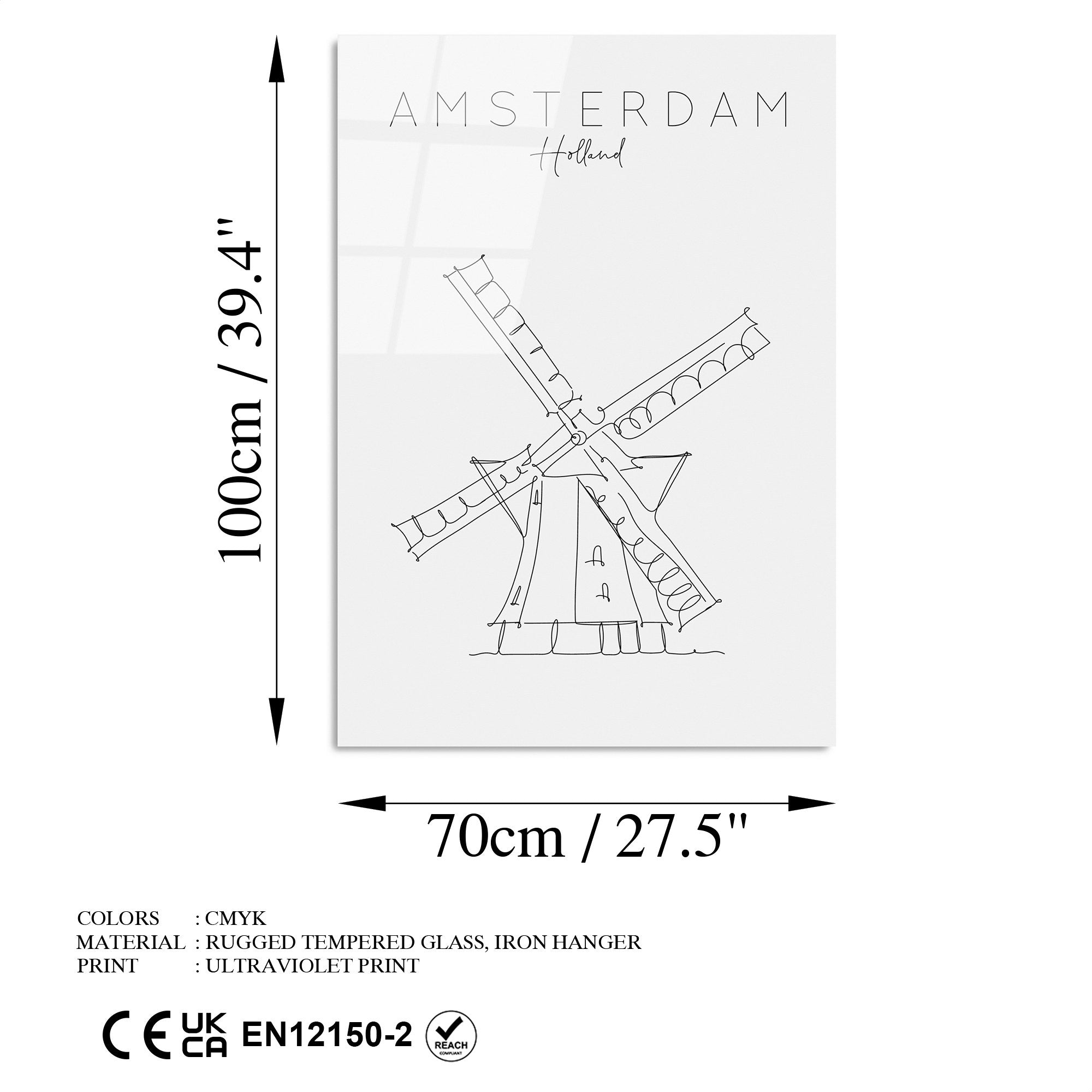 Quadro Decorativo em Vidro Temperado UV-253, Multicolor, 70 x 100 cm (4 mm)