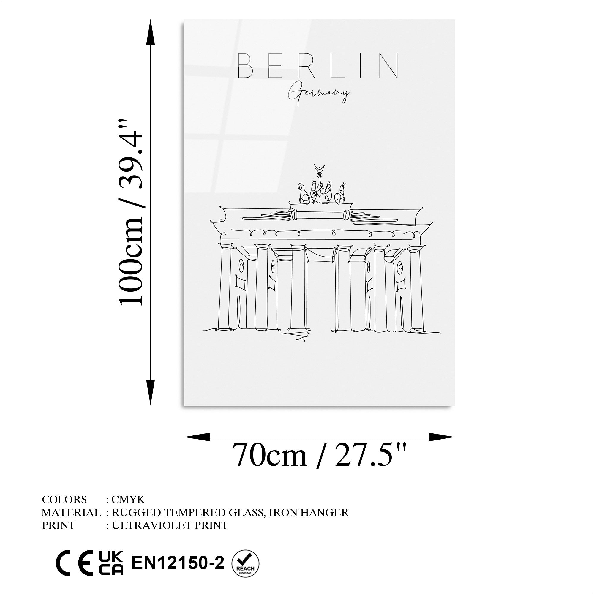 Quadro Decorativo em Vidro Temperado UV-254, Multicolor, 70 x 100 cm (4 mm)