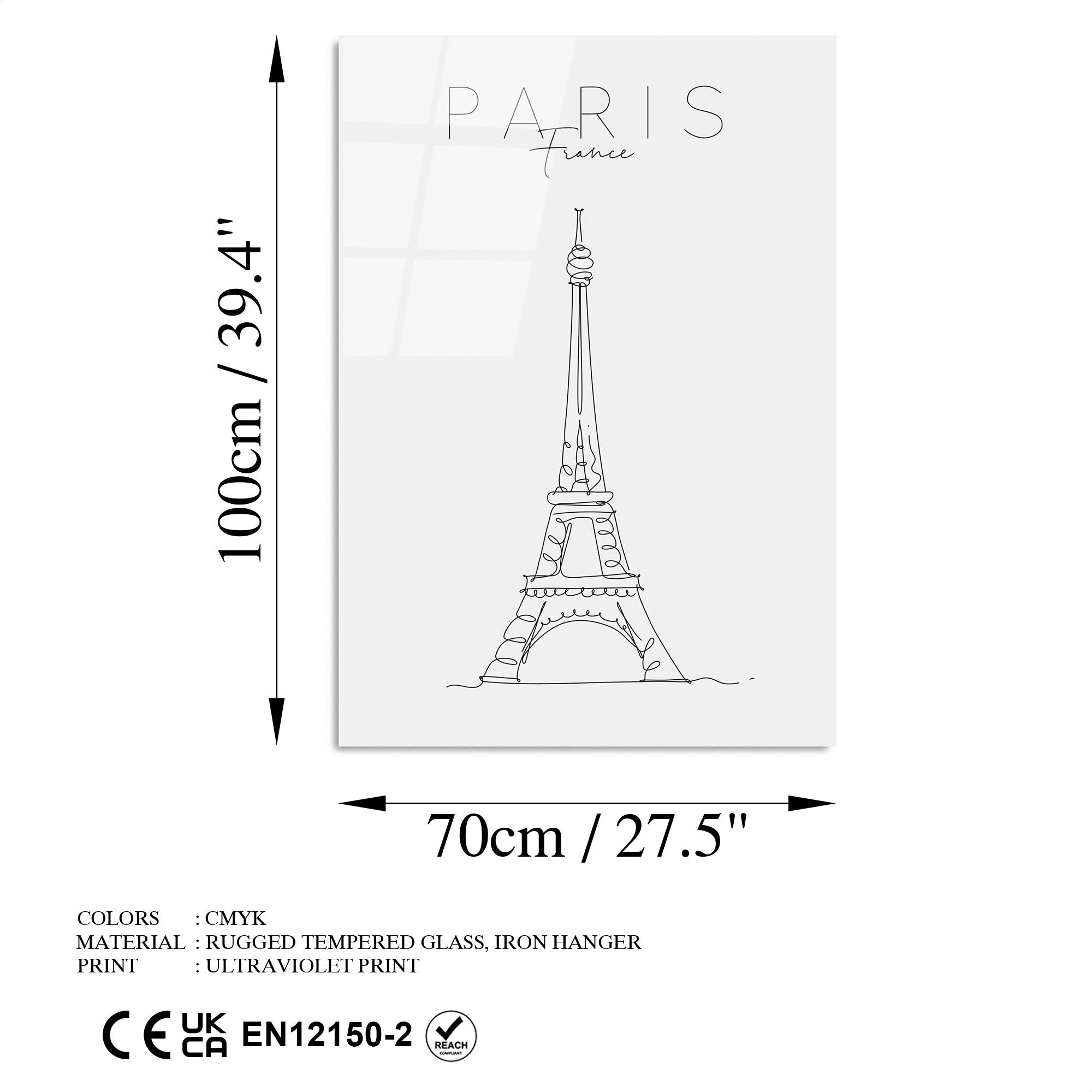 Quadro Decorativo 100% Vidro Temperado UV-257, Multicolor, 70 x 100 cm (4 mm)