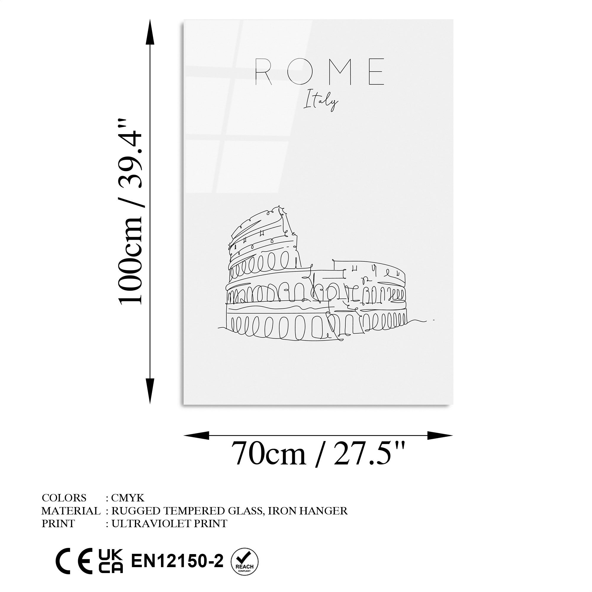 Quadro Decorativo em Vidro Temperado 70 x 100 cm (4 mm) - Multicolor - UV-258