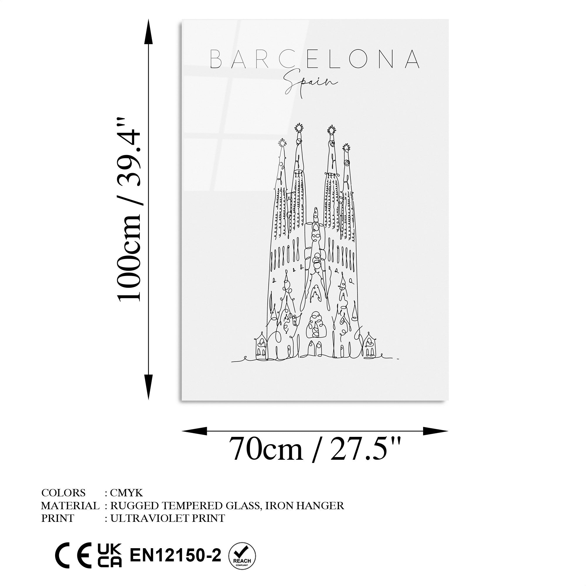 Quadro Decorativo em Vidro Temperado UV-259 (70 x 100 cm) – Multicolor, 4 mm