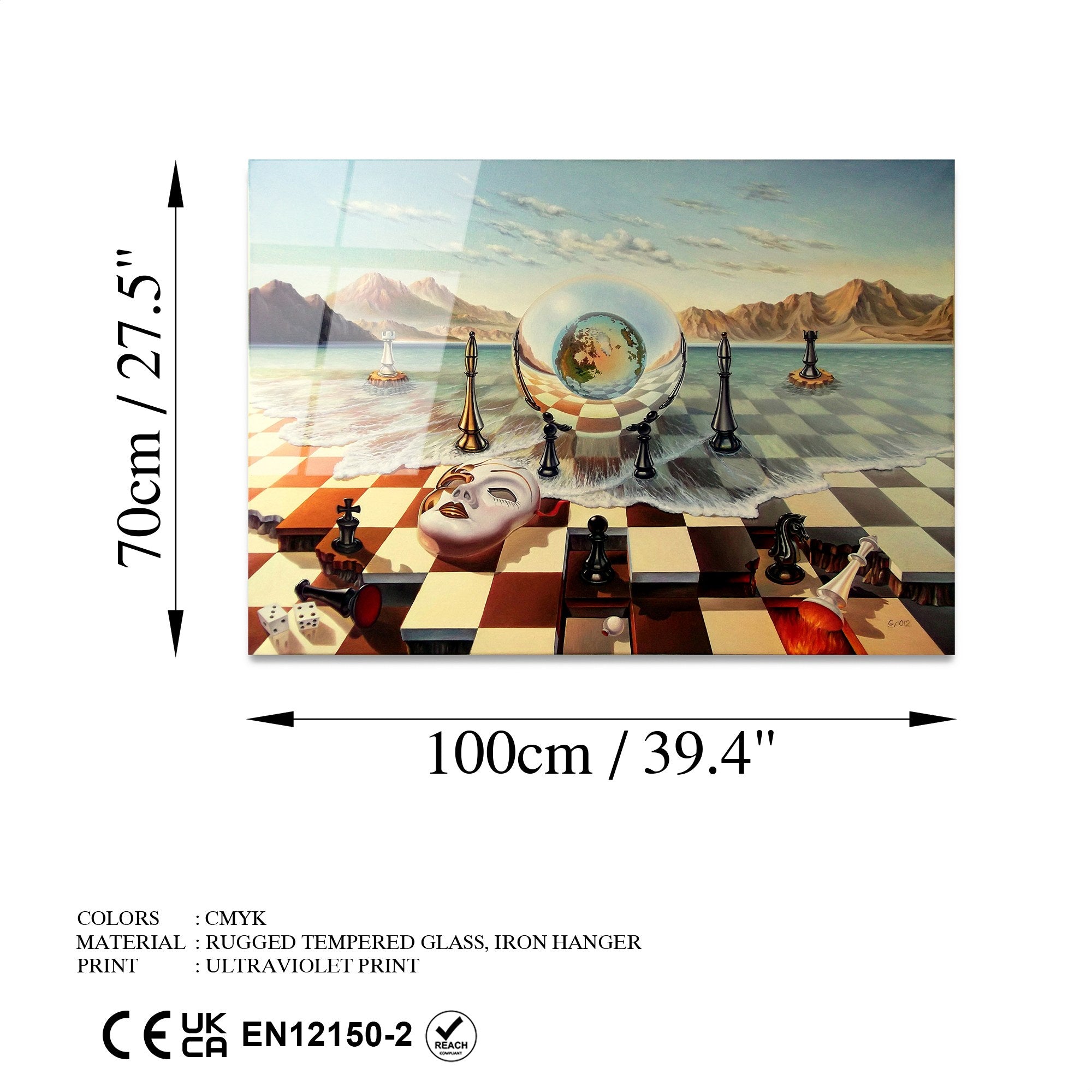 Quadro Decorativo em Vidro Temperado UV-260 - 70 x 100 cm, Multicolor, 4 mm