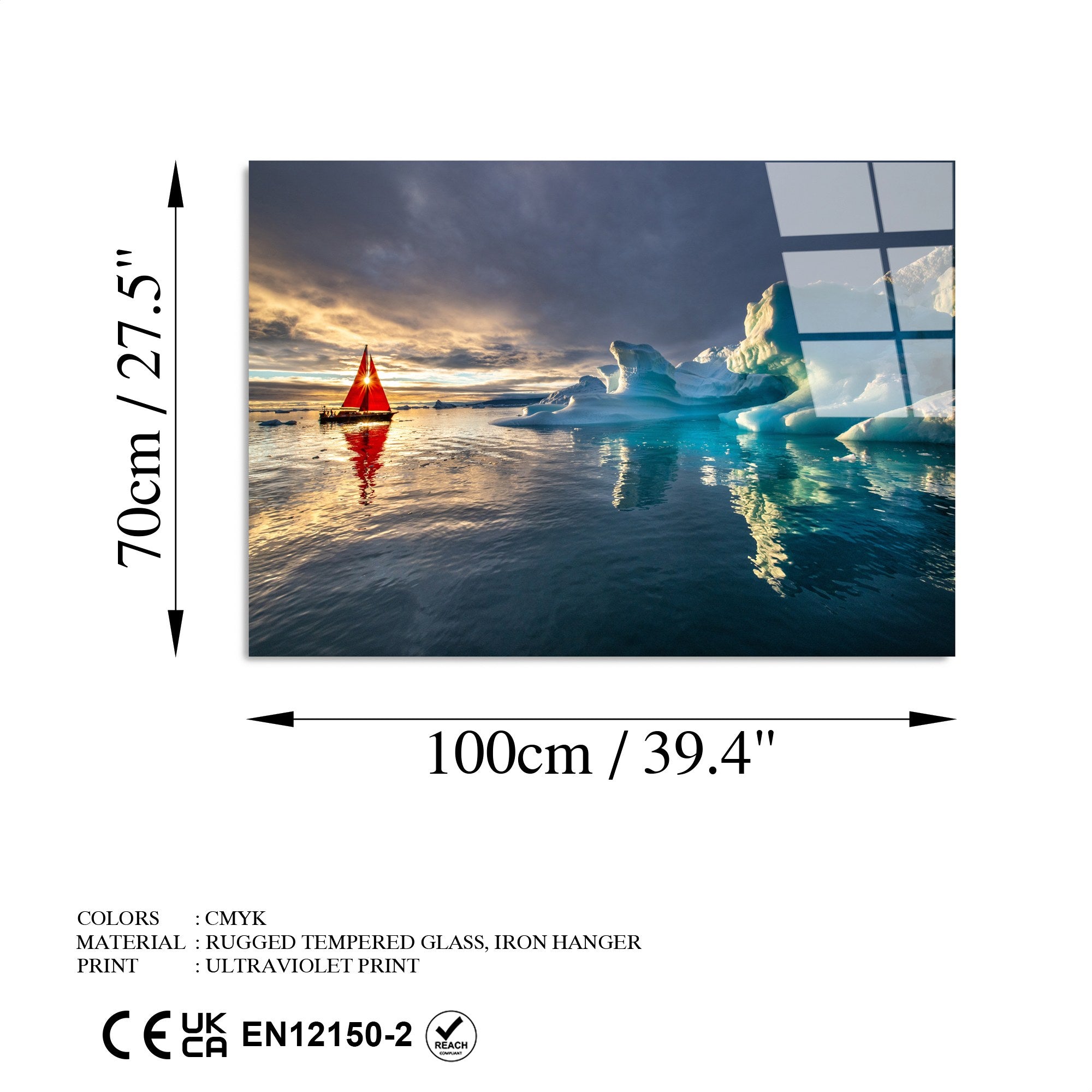 Quadro Decorativo em Vidro Temperado (4 mm) 70 x 100 cm Multicolor - UV-262