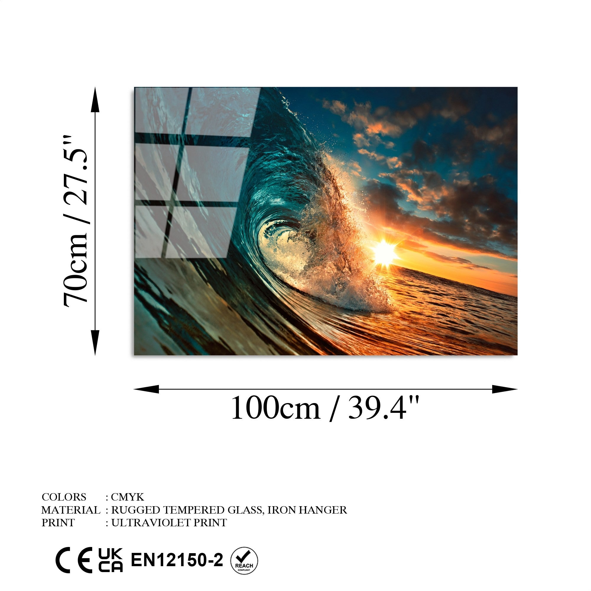 Quadro Decorativo em Vidro Temperado UV-263, Multicolor, 70 x 100 cm, 4 mm