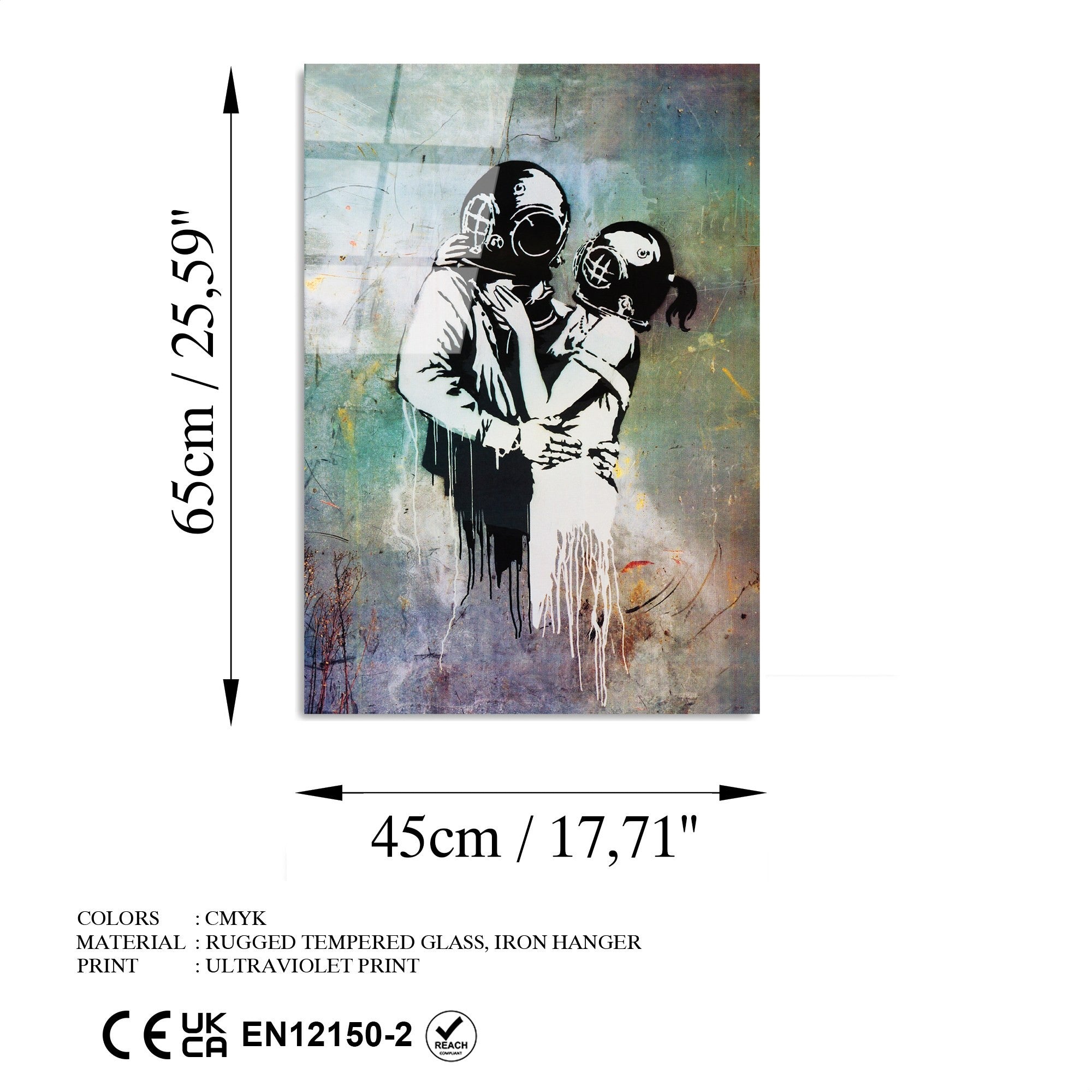 Quadro Decorativo em Vidro Temperado UV-486, Multicolor, 45 x 65 cm (4 mm)