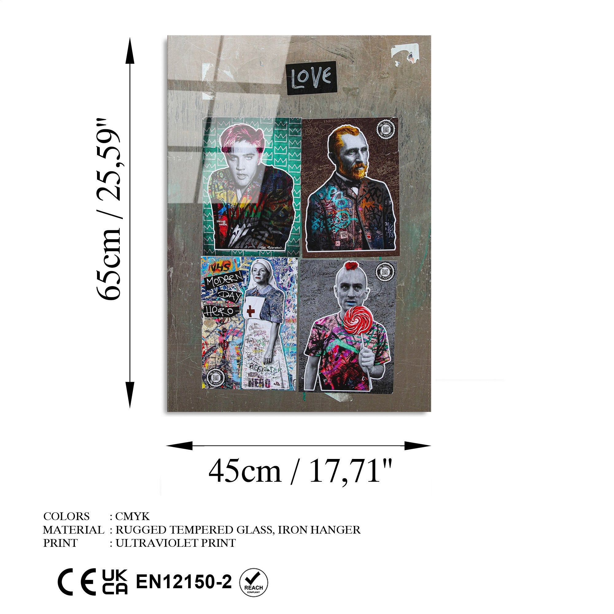 Quadro Decorativo em Vidro Temperado UV-491, Multicolor, 45 x 65 cm, Espessura 4 mm