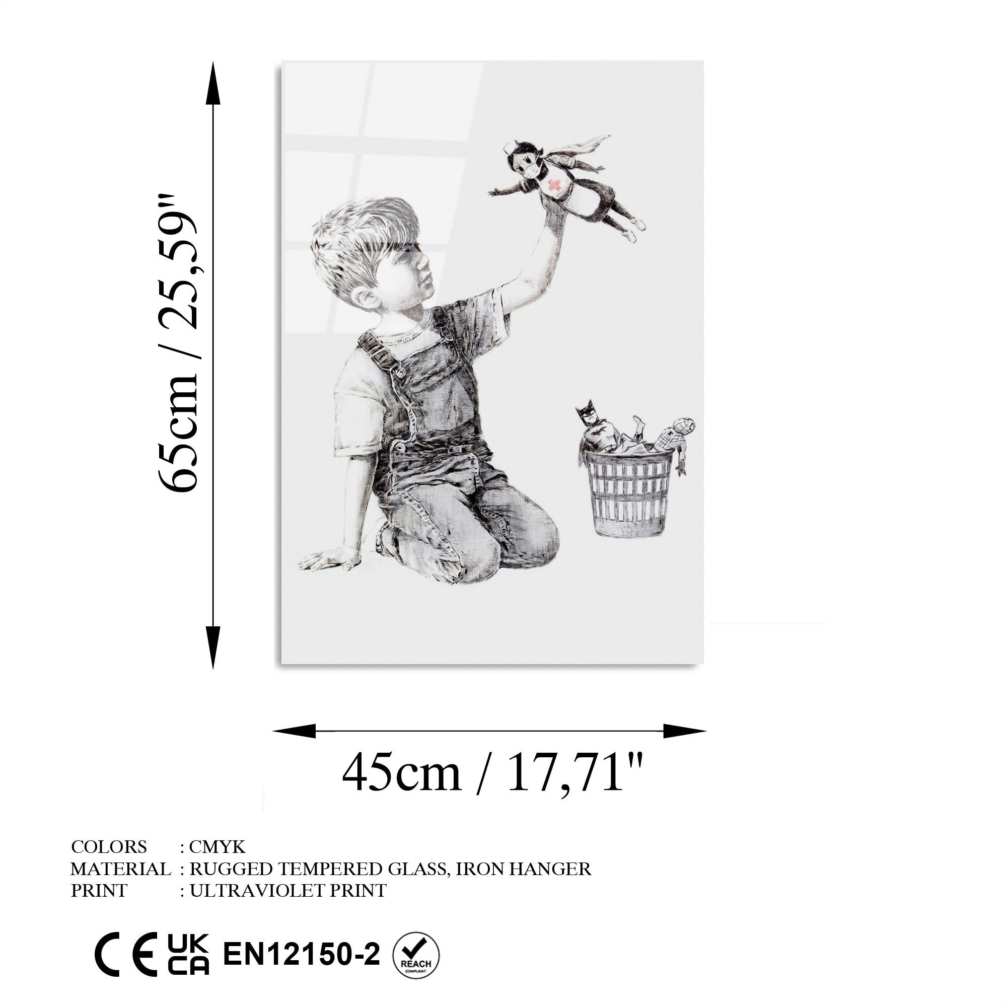 Quadro Decorativo em Vidro Temperado UV-499, Multicolor, 45 x 65 cm, 4 mm