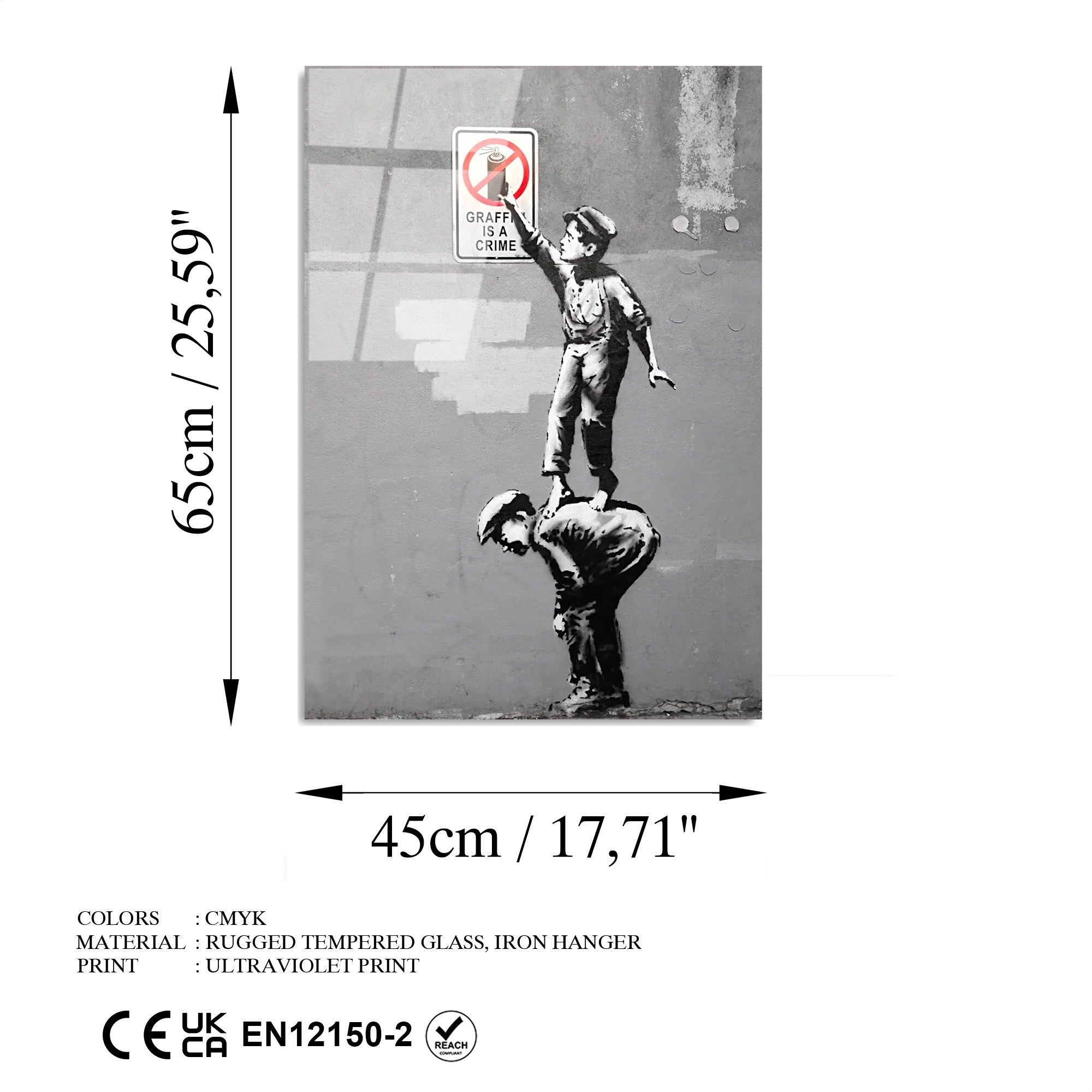 Quadro Decorativo em Vidro Temperado UV-501, Multicolor, 45 x 65 cm (4 mm)