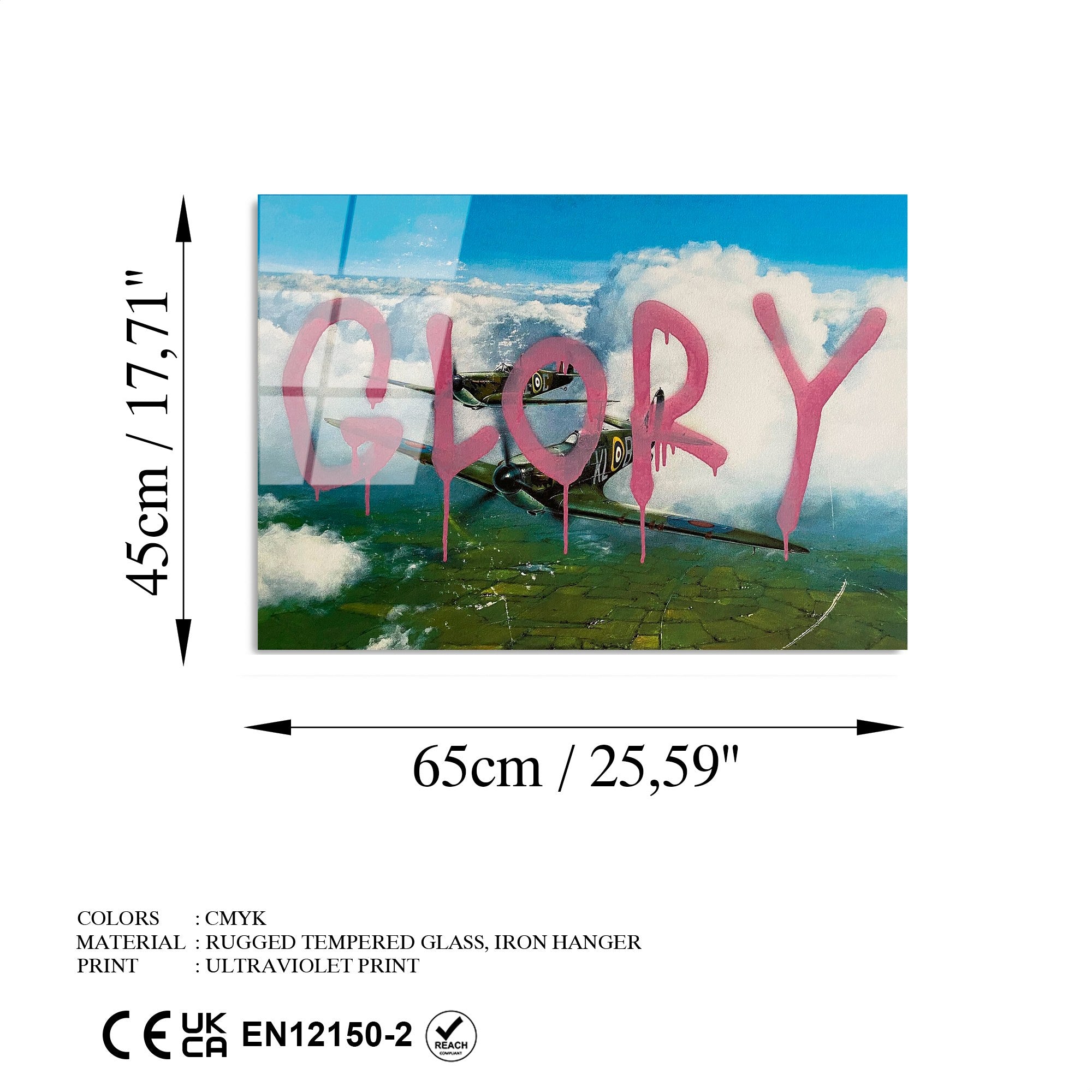 Quadro Decorativo em Vidro 100% Temperado UV-507, 45 x 65 cm - Multicolor (4 mm)